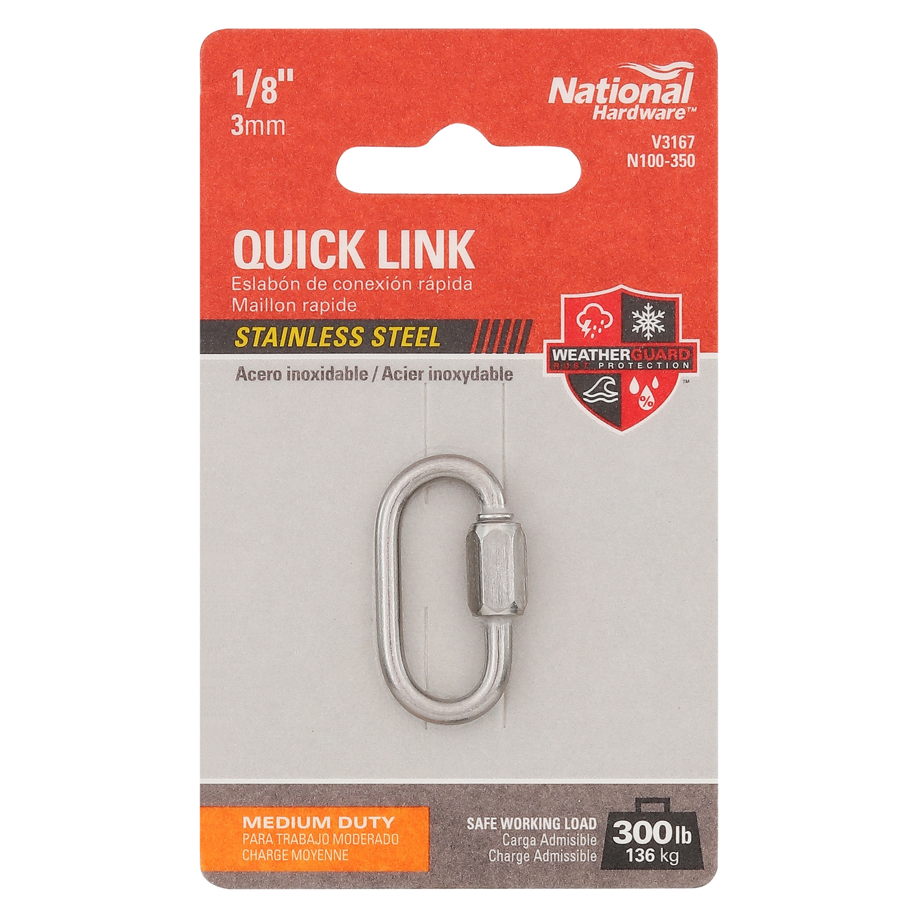 National Hardware N100-350- 1/8-in Quick Link in Stainless Steel in the Chain  Accessories department at