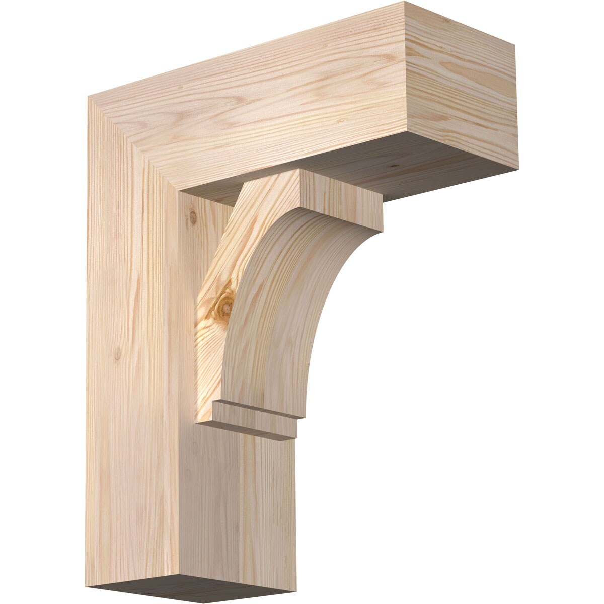 Ekena Millwork 1462964 Imperial Block Smooth Bracket with Offset Brace 7-1/2-in x 18-in x 22-in Douglas fir Brown Wood Standard bracket