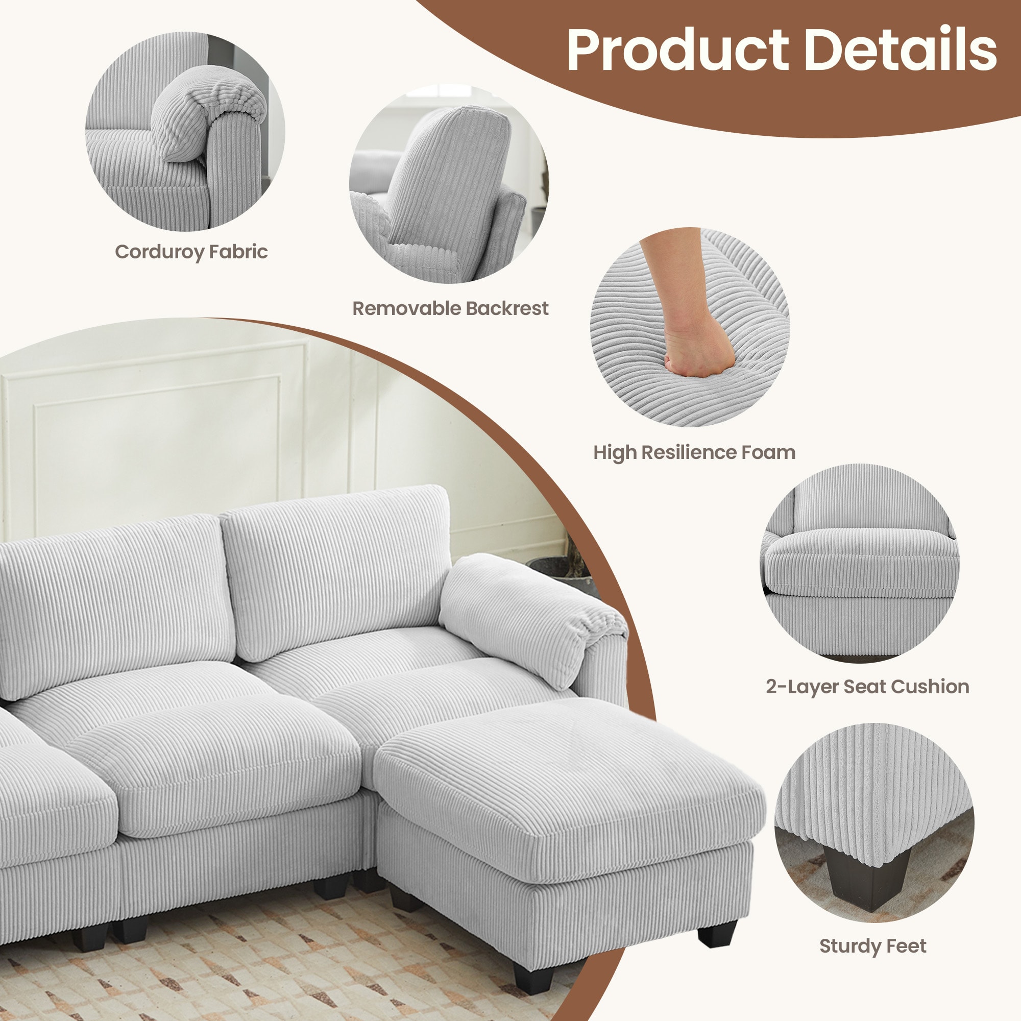 VOUA SAF-DXDRZJ4-GY1 Sofas-Loveseats - View #5