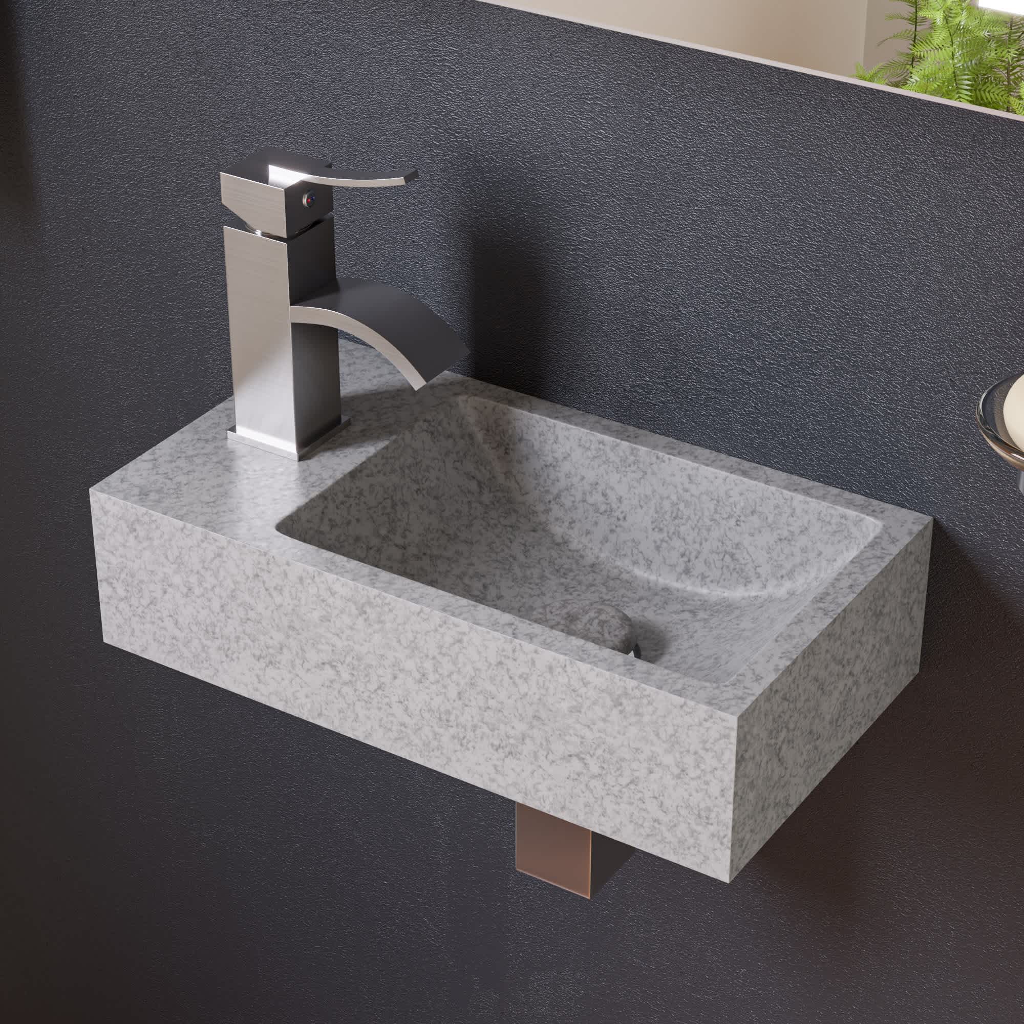 ALFI ABCO108 ABCO108 16-in Small Rectangular Solid Concrete Gray Matte Wall Mounted Bathroom Sink
