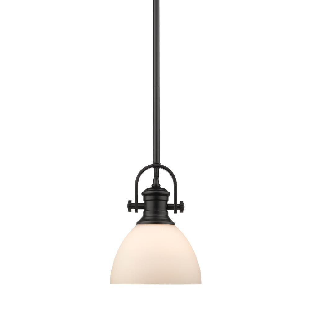 Golden Lighting 3118-M1L BLK-OP Hines Black Transitional Clear glass Bowl Mini Hanging Pendant light