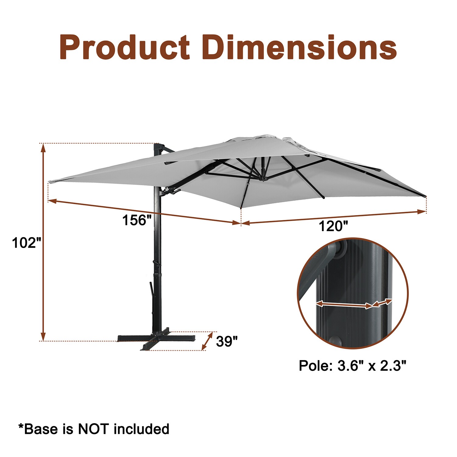 Mondawe 13-ft Aluminum Gray Cantilever Patio Umbrella MO-MY02GY at ...