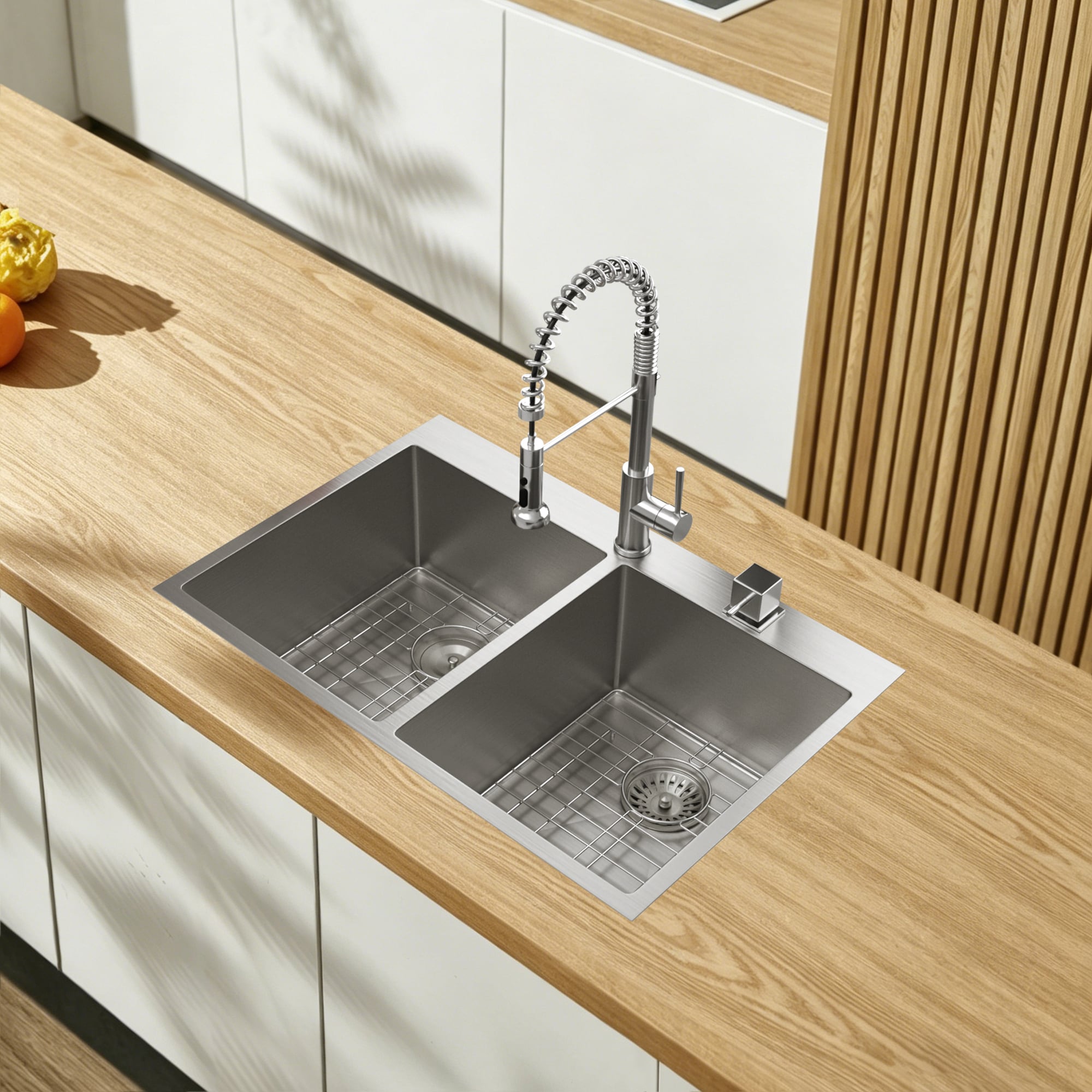 MYRYY Drop-in 32-in x 19-in Stainless Steel Single Bowl 2-Hole16-Gauge Workstation Kitchen Sink
