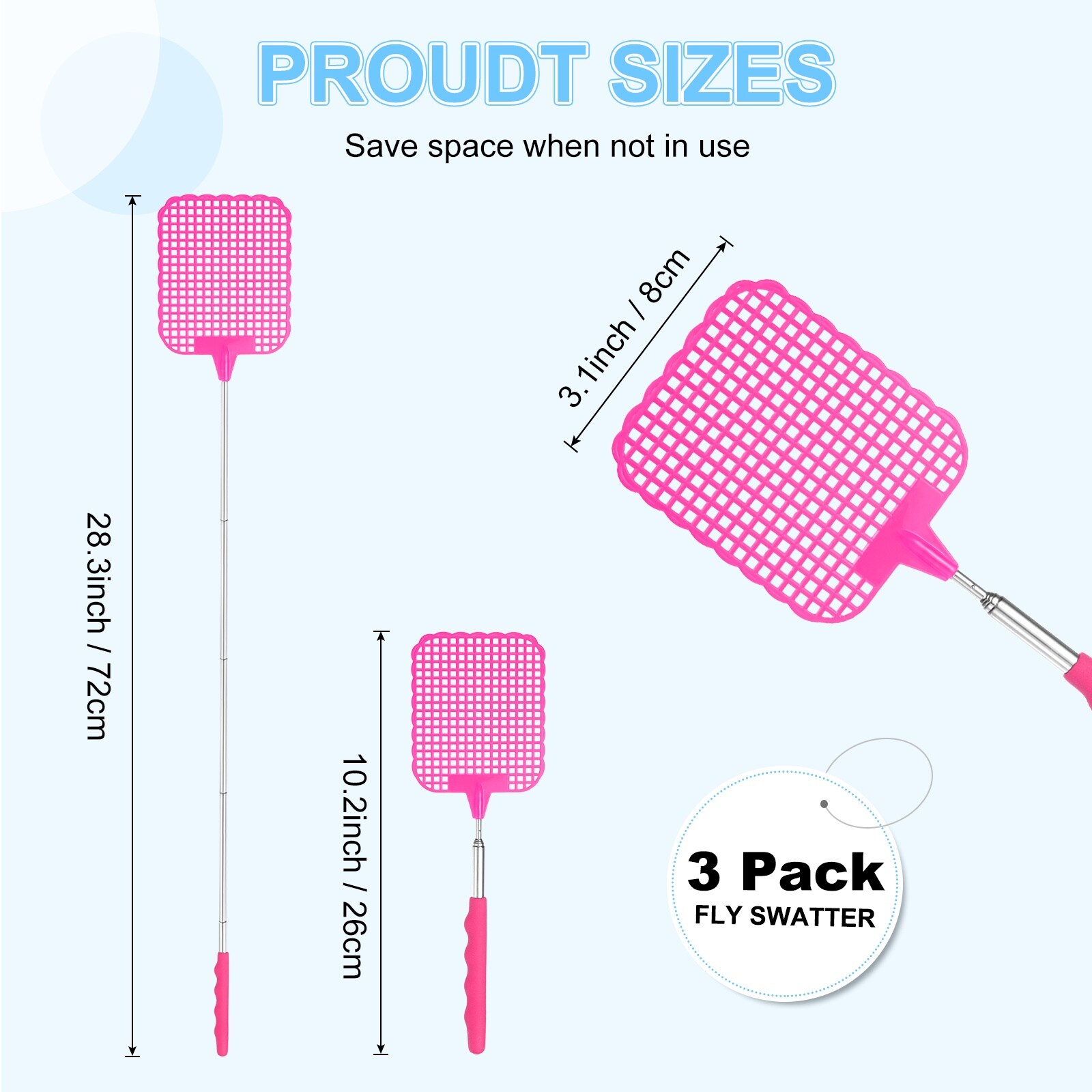 Unique Bargains 3-Pack Fly Swatter for Indoors Heavy Duty Plastic Pink ...