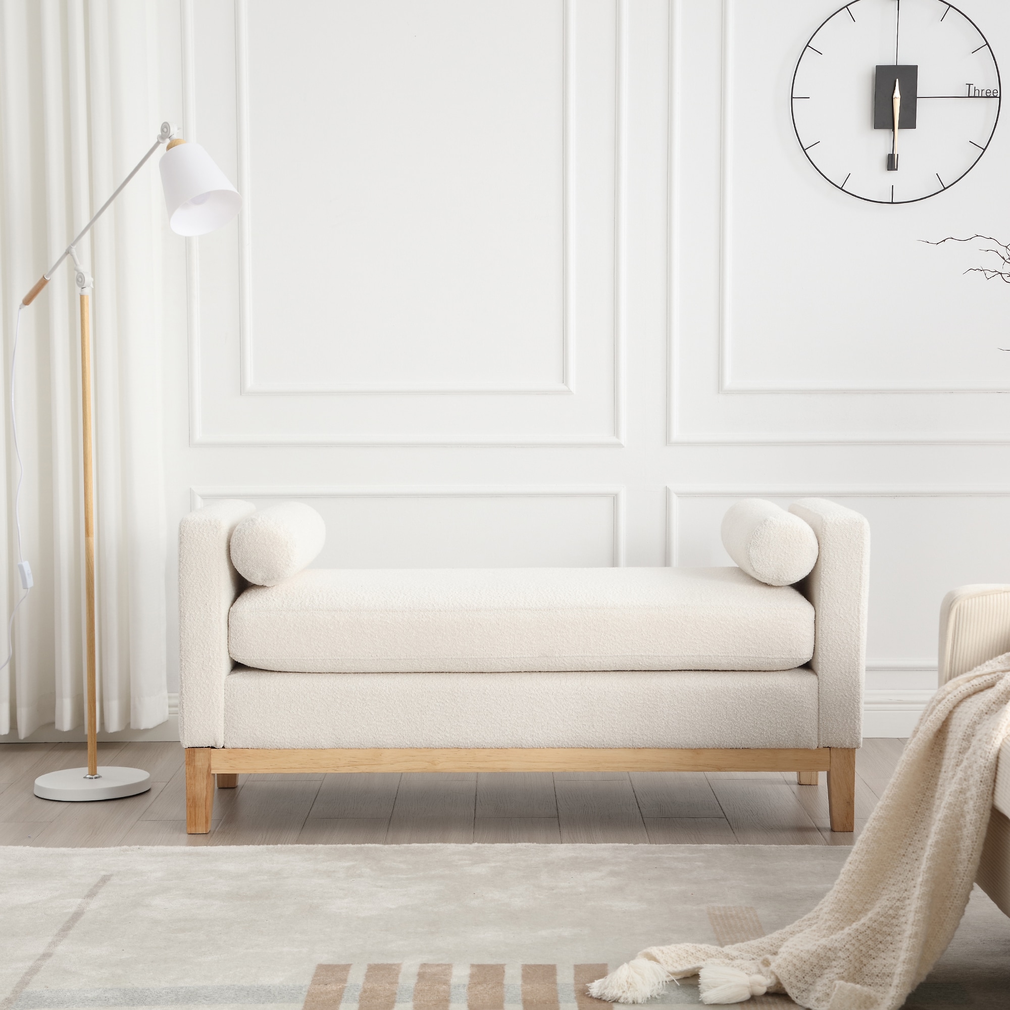 Lycvki 1669 Casual Ivory Accent Bench with Storage 53.54-in x 20.86-in x 25.2-in