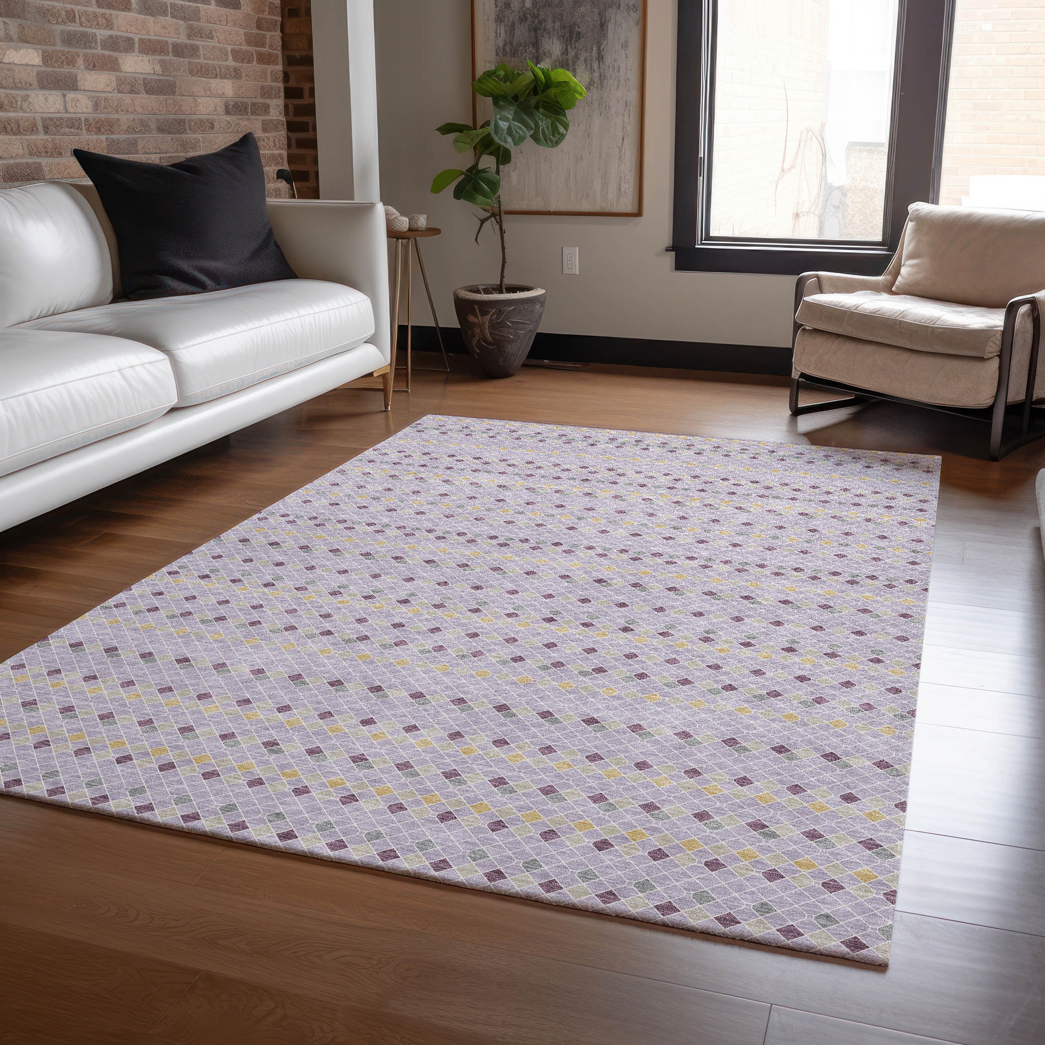 Addison Rugs ACN1413LV30X46 Chantille ACN1413LV 2 x 3 (ft) Polyester Lavender Rectangular Indoor/Outdoor Geometric Machine washable Area rug