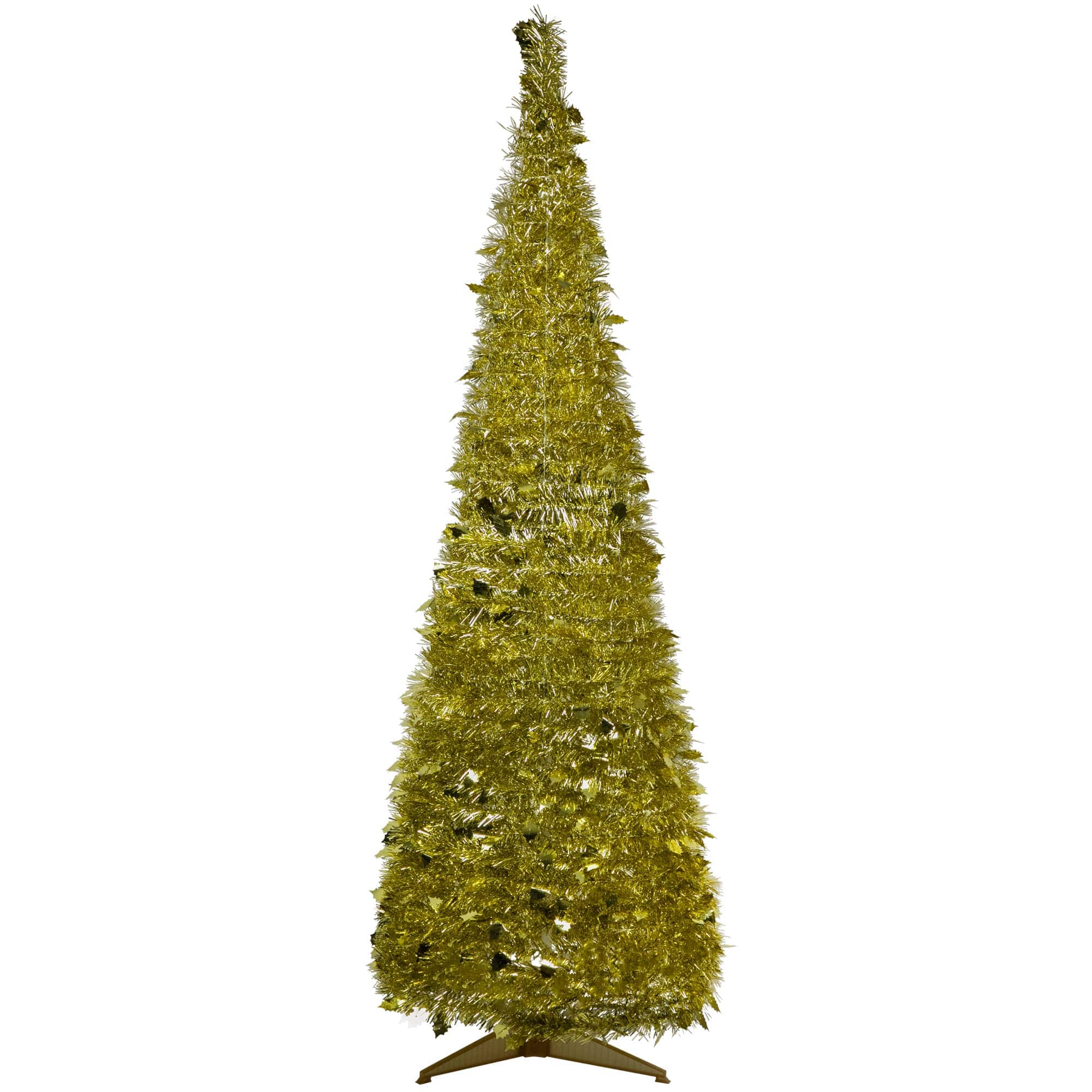 Northlight Tinsel Pop-Up Artificial Christmas Tree - 6 feet - Gold - Unlit