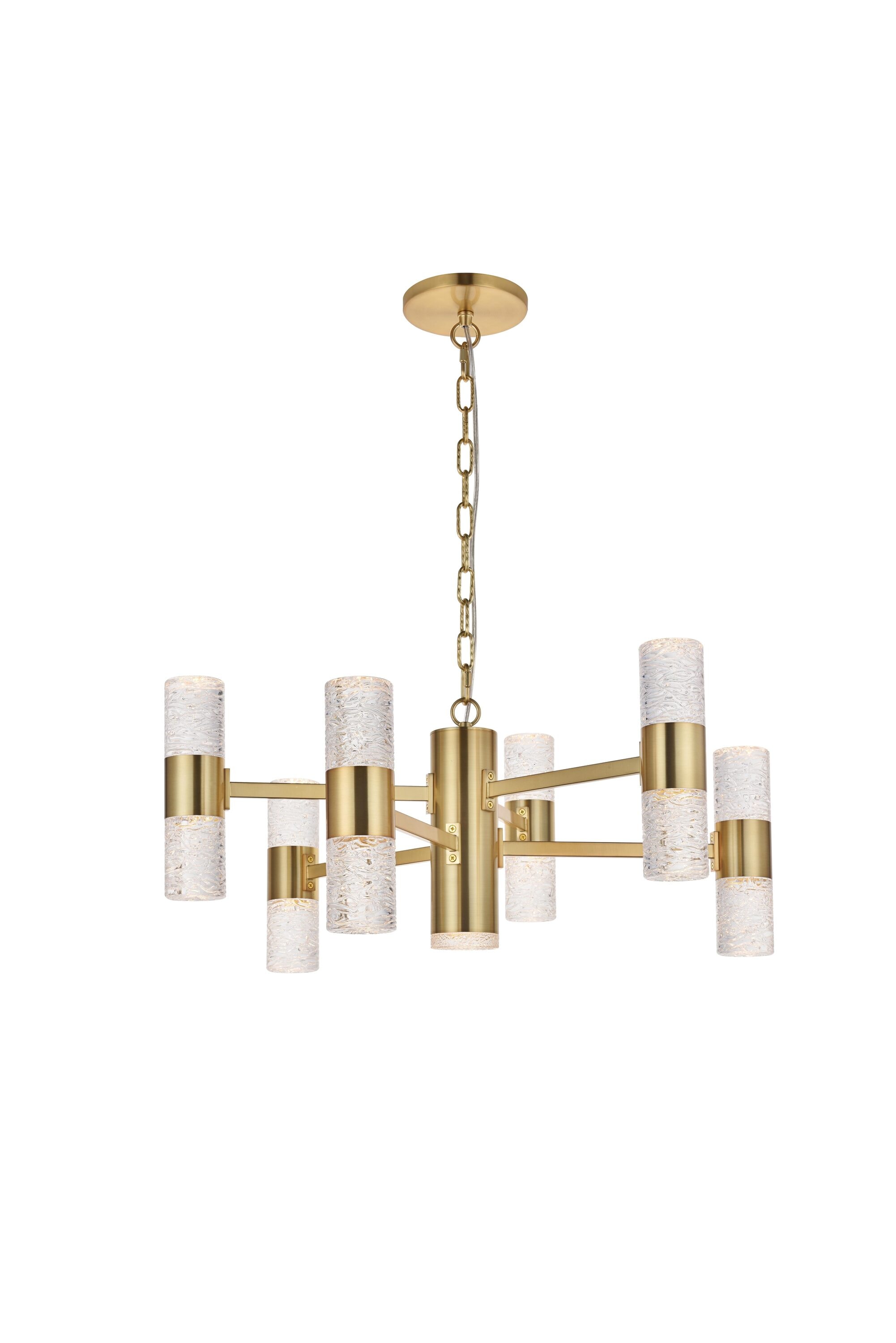 Modern Gold and Clear Glass LED Pendant Light Fixture