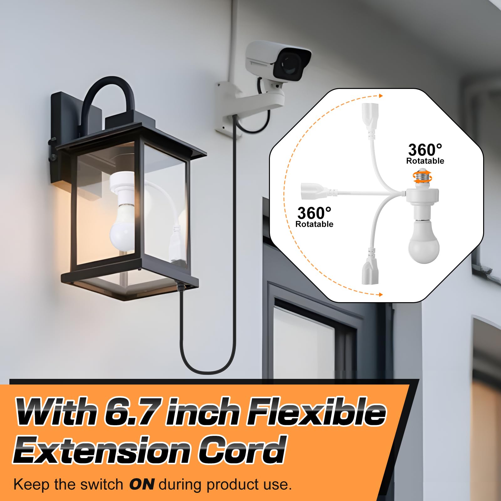 KHKFY 3 in 1 Light Socket Outlet Adapter E26 Socket to Plug Adapter ...