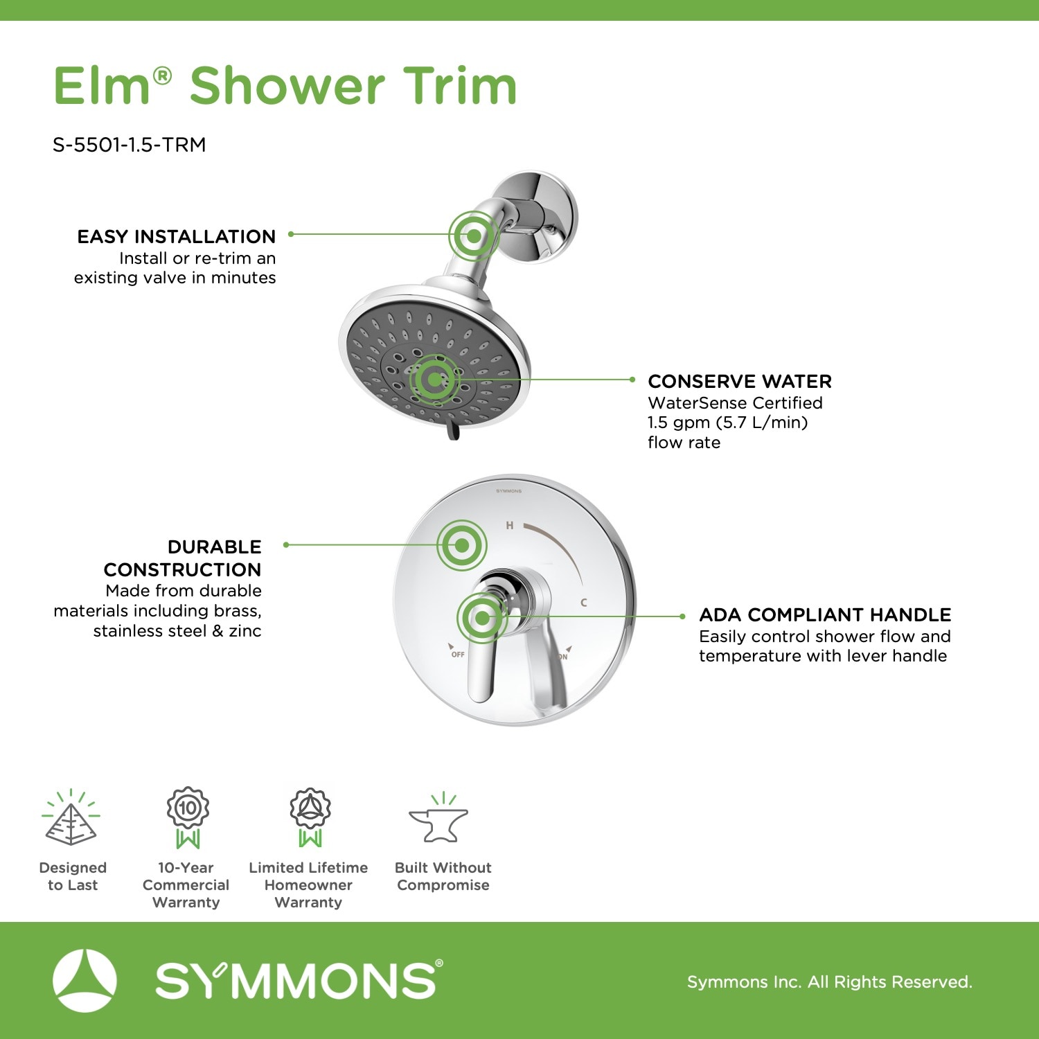 Symmons S-5501-1.5-TRM Tub-Shower-Faucets - View #3