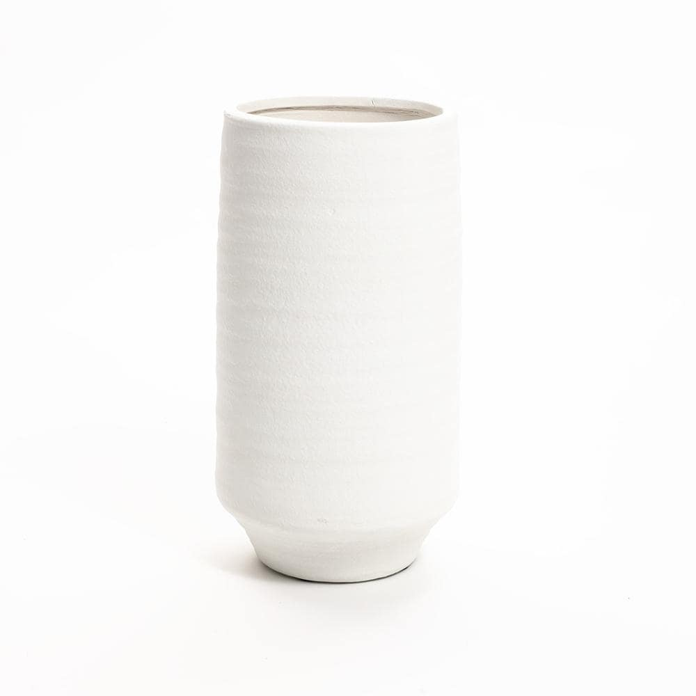 LuxenHome WHD2200-L White Clay Modern Vase