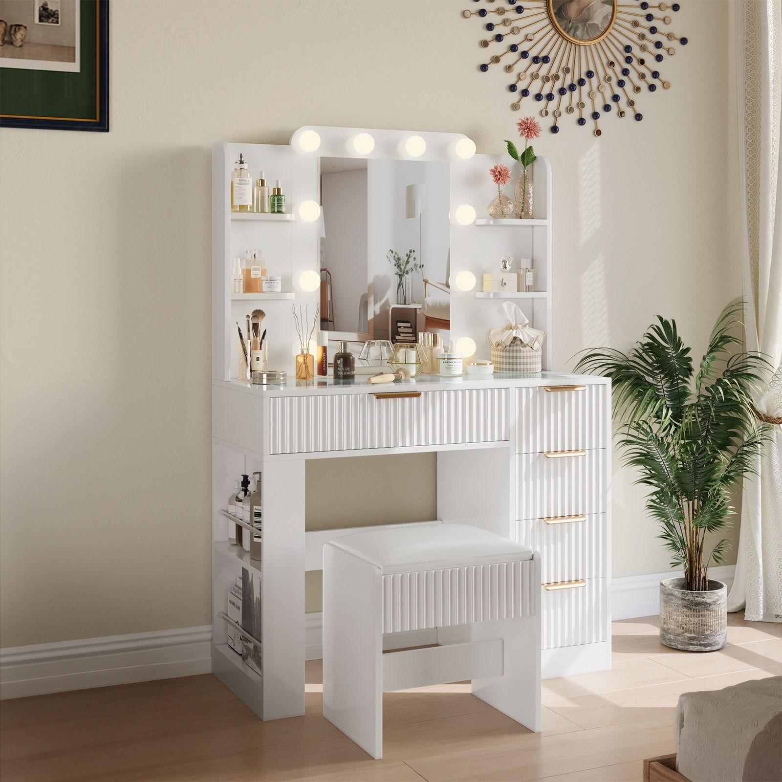 Pocassy GREATANTS-SNBS037WT Bedroom-Vanities - View #2