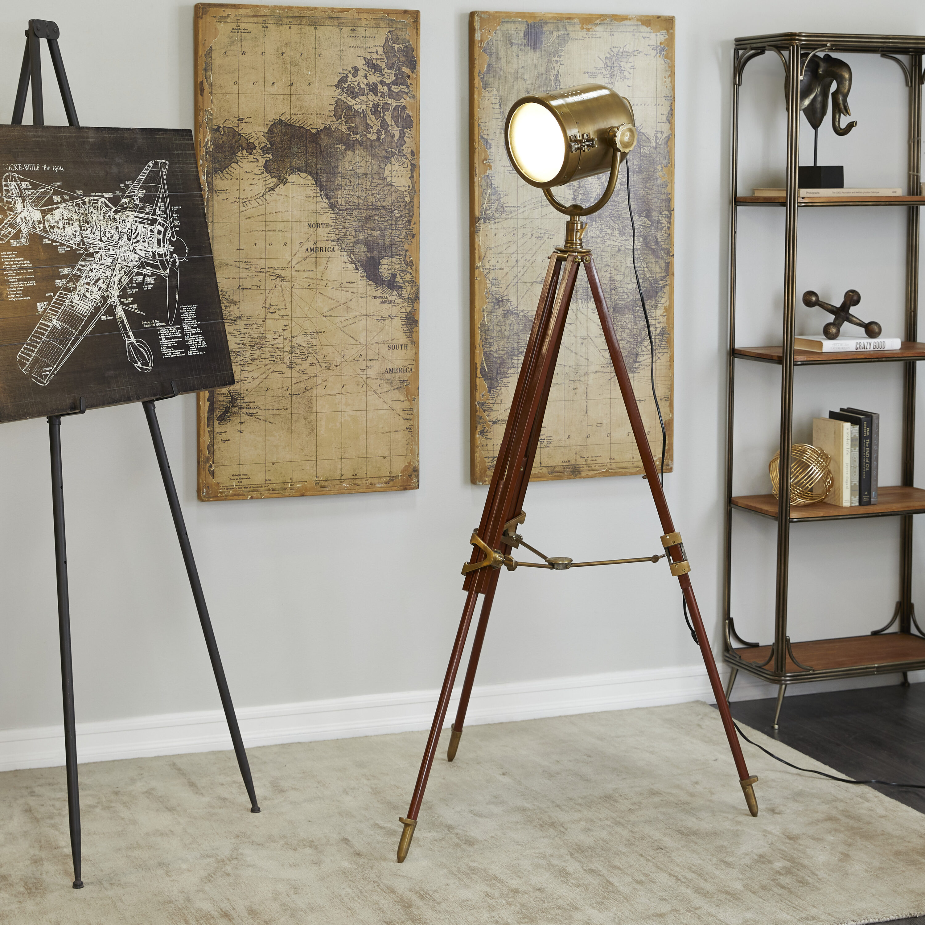 Grayson Lane 57102 63-in Brown Spotlight Standard Floor Lamp with Metal Shade