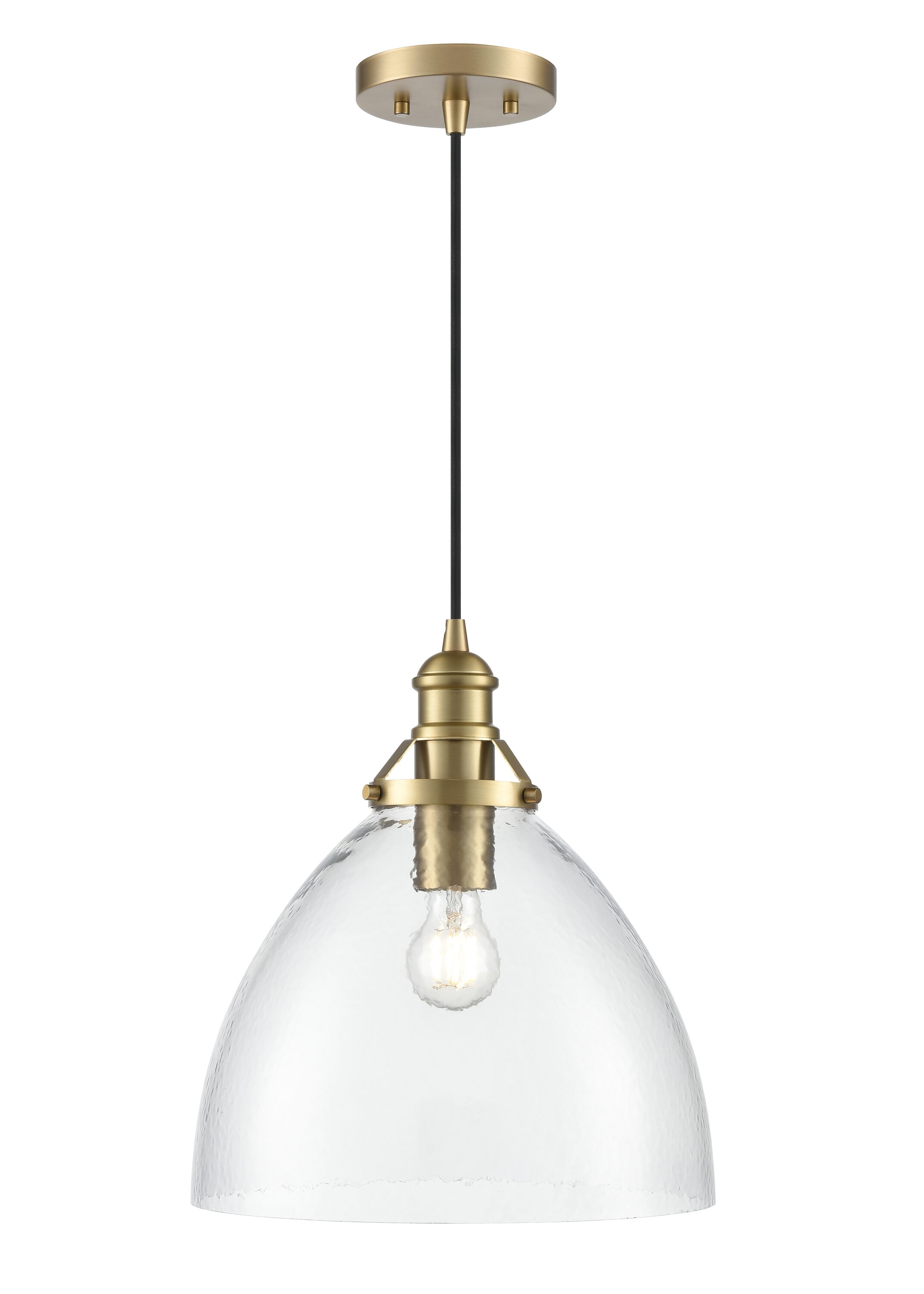 Millennium Lighting Khrisa 1 -Light Vintage Brass Traditional Textured glass Bell Medium Hanging Pendant Light