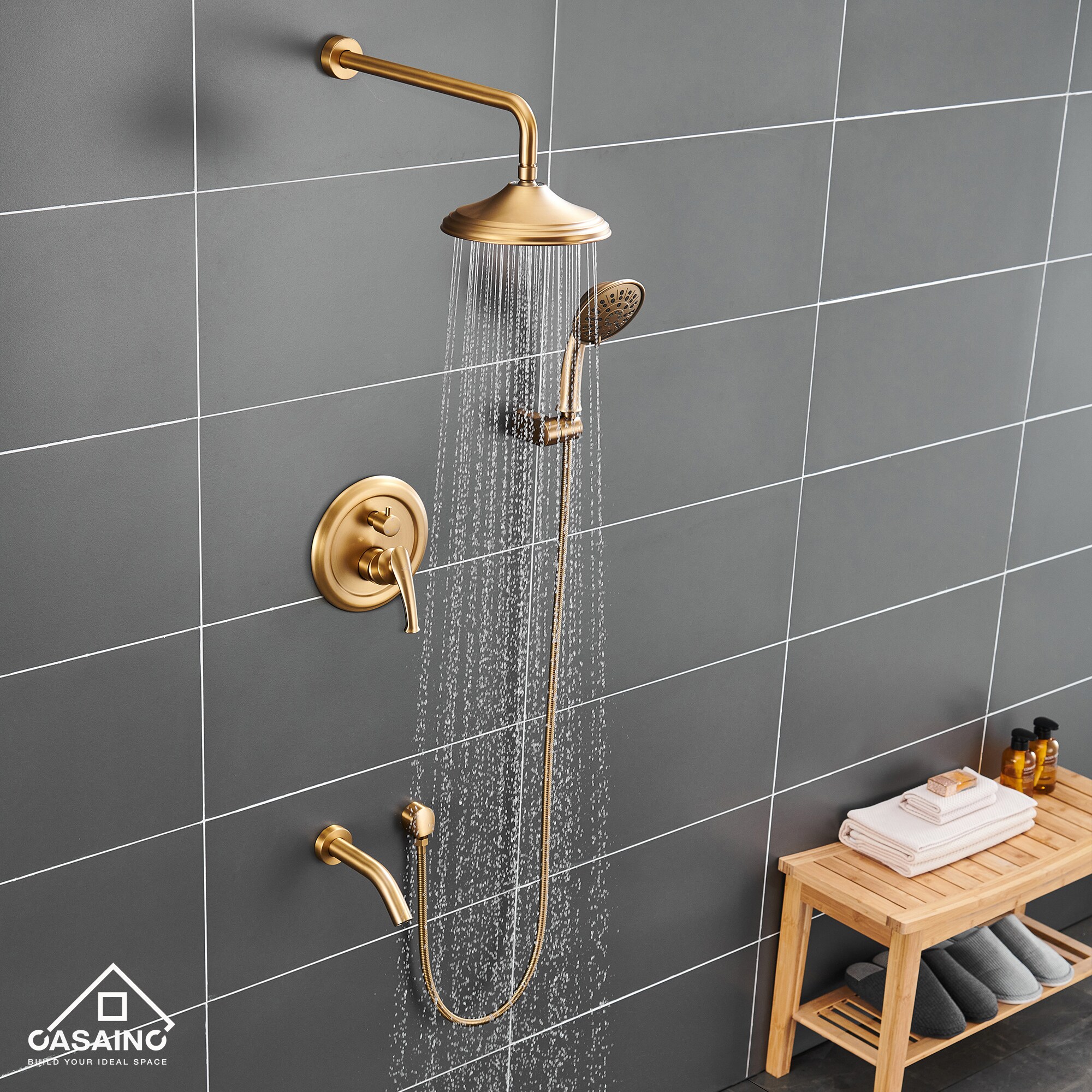 CASAINC HM-B208-SQ-BG Showerhead-Bar-Panels - View #7