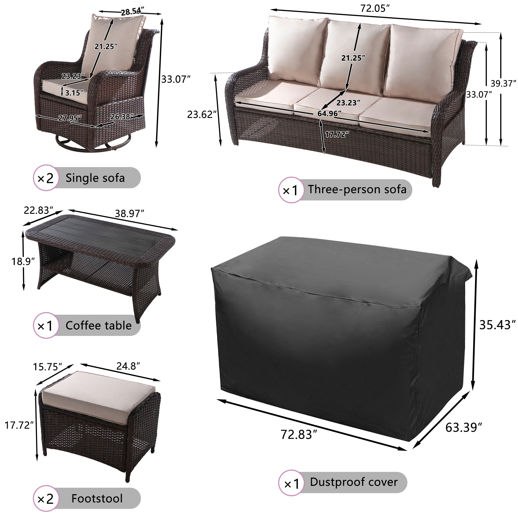 NOBLEMOOD LS-2022KH Patio-Conversation-Sets - View #7