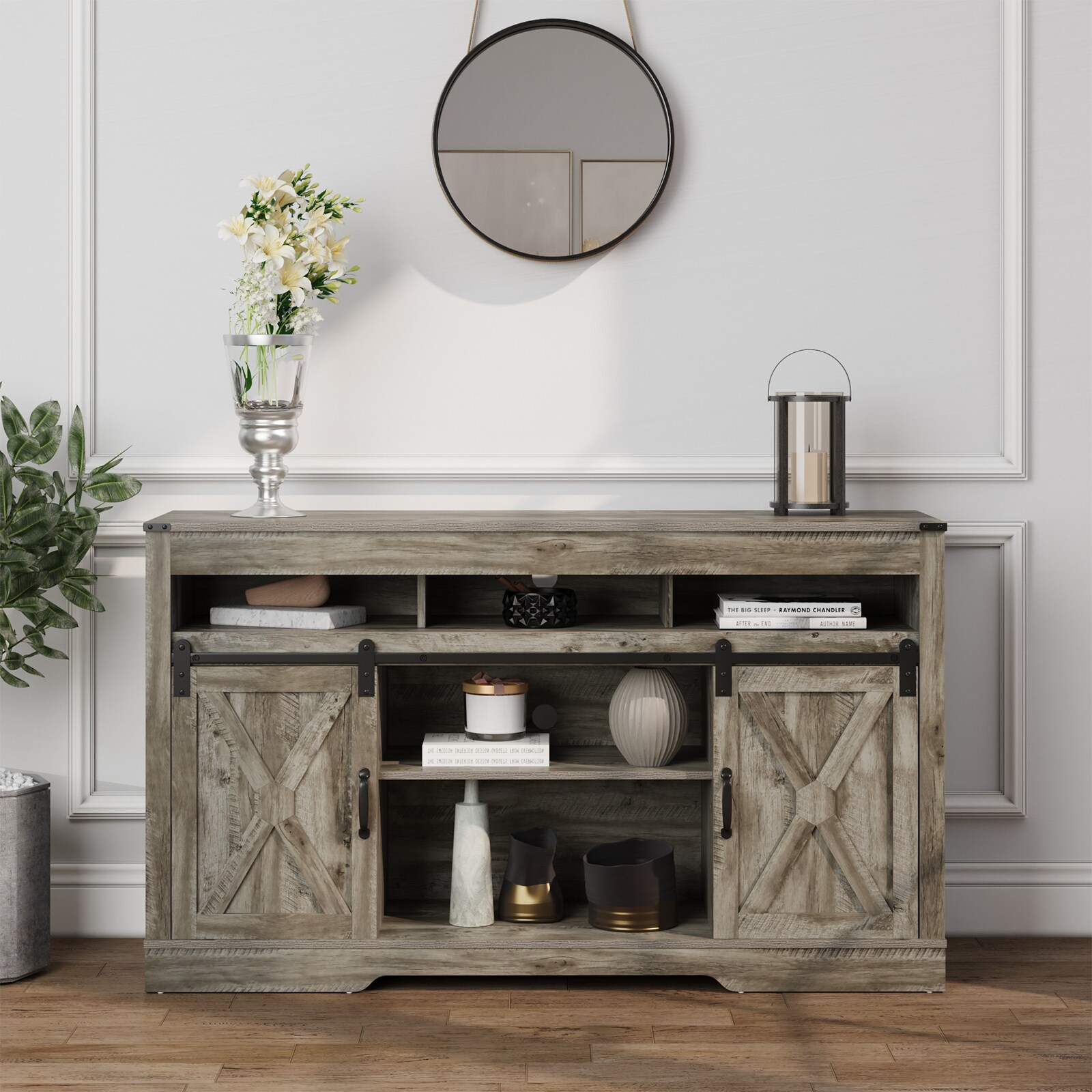 Rustic gray deals tv stand