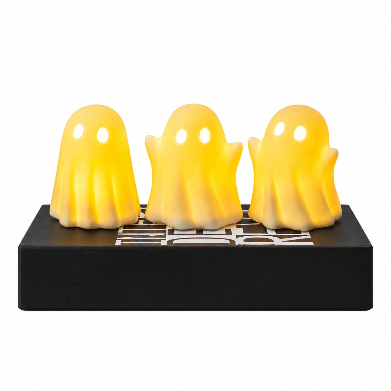 WZK 3 Pack Cute Ghost Light Up Decorative LED Ceramic Lanterns Halloween Fall Home Party Decoration