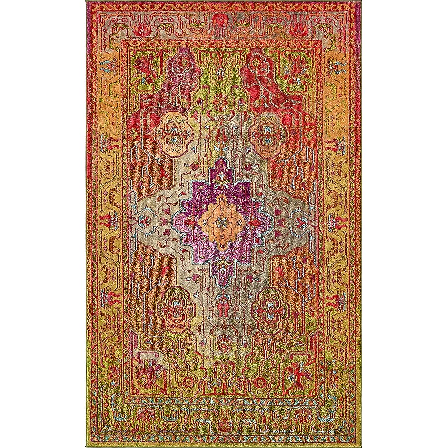 Unique Loom Michaelangelo Vita 8 x 10 Multi/Pink Indoor Medallion Oriental Area Rug Unique Loom Michaelangelo Vita 8 x 10 Multi/Pink Indoor Medallion Oriental Area Rug