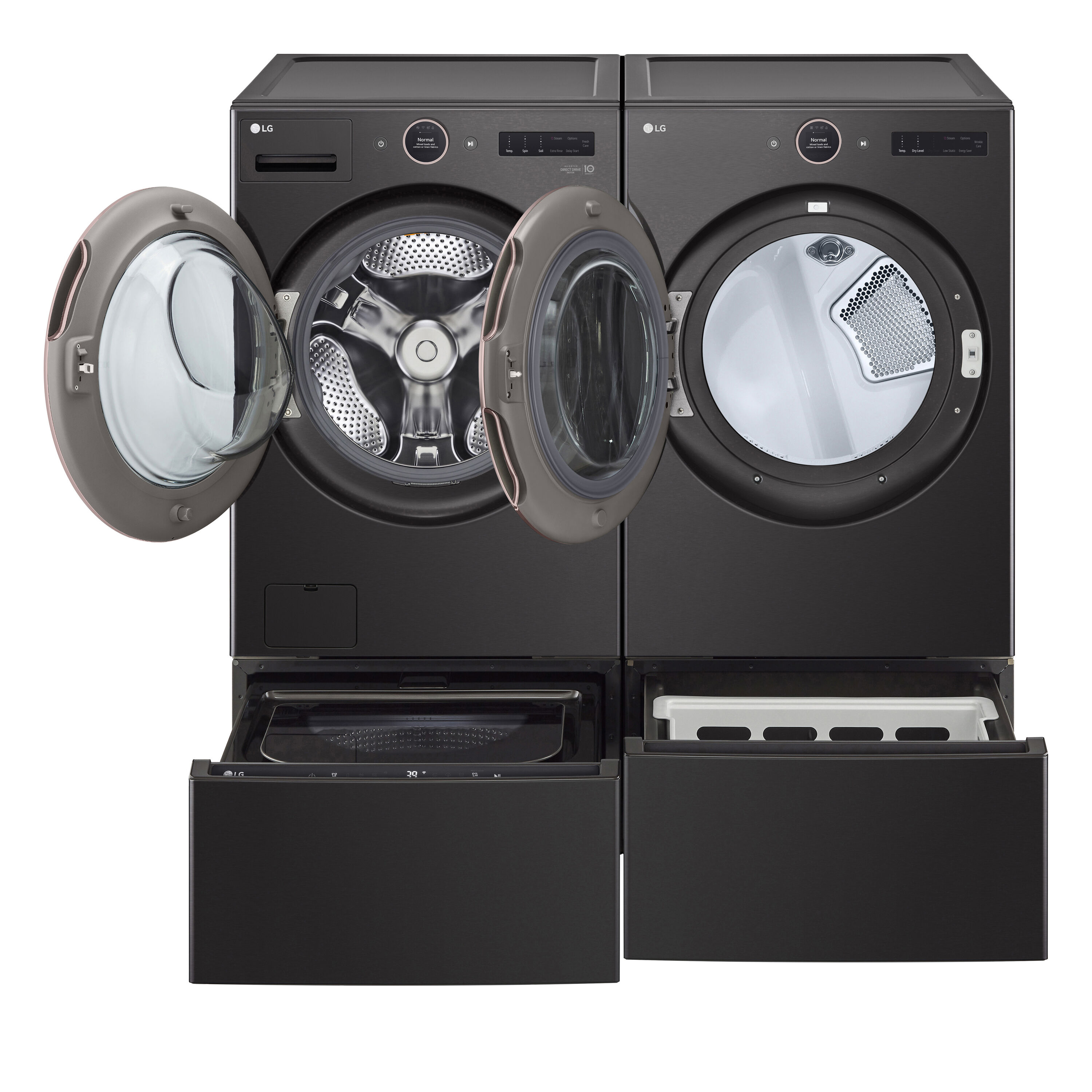 LG 5-cu ft Stackable Steam Cycle Smart Front-Load Washer (Black Steel)  ENERGY STAR in the Front-Load Washers department at