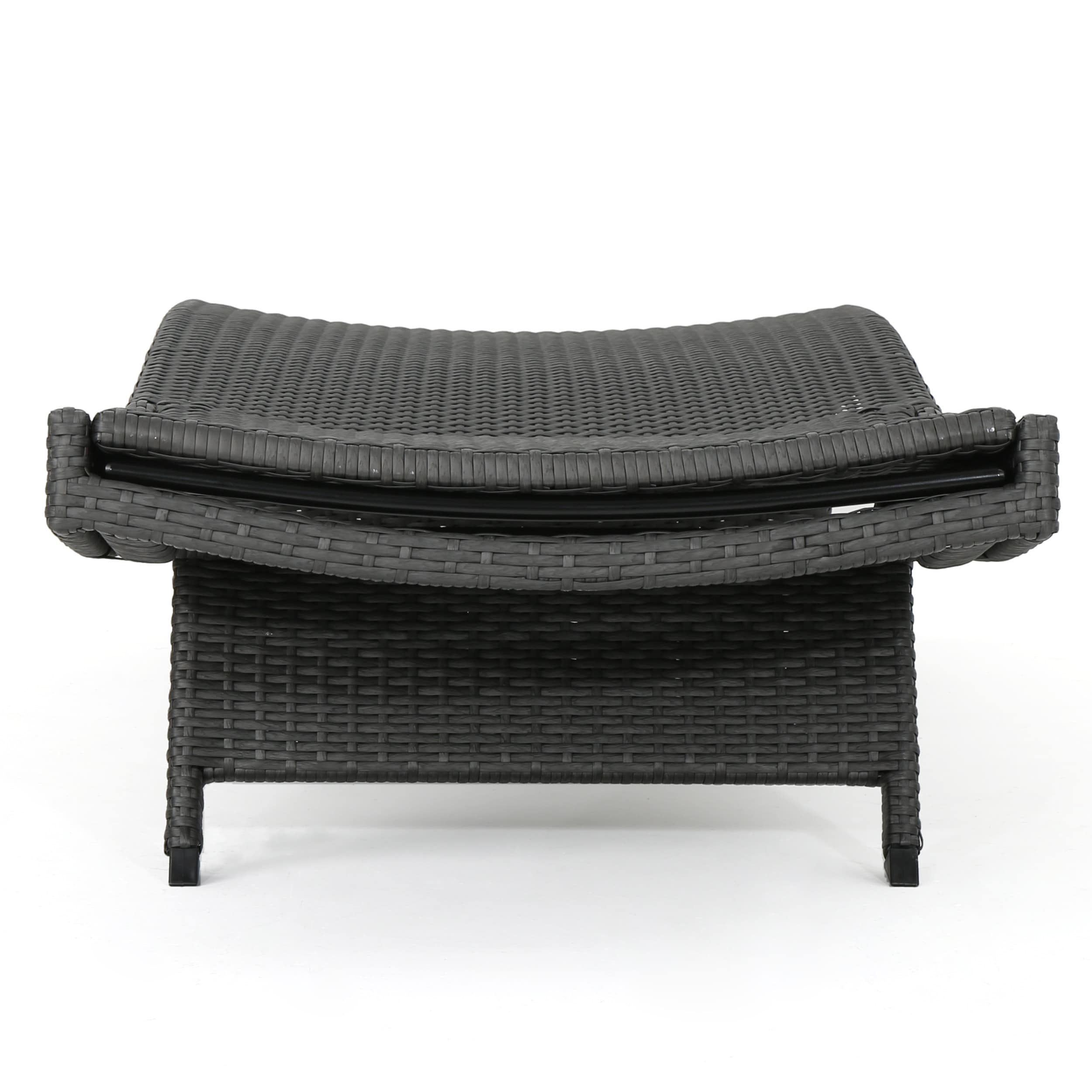 Gray Wicker Adjustable Outdoor Chaise Lounge with Iron Frame