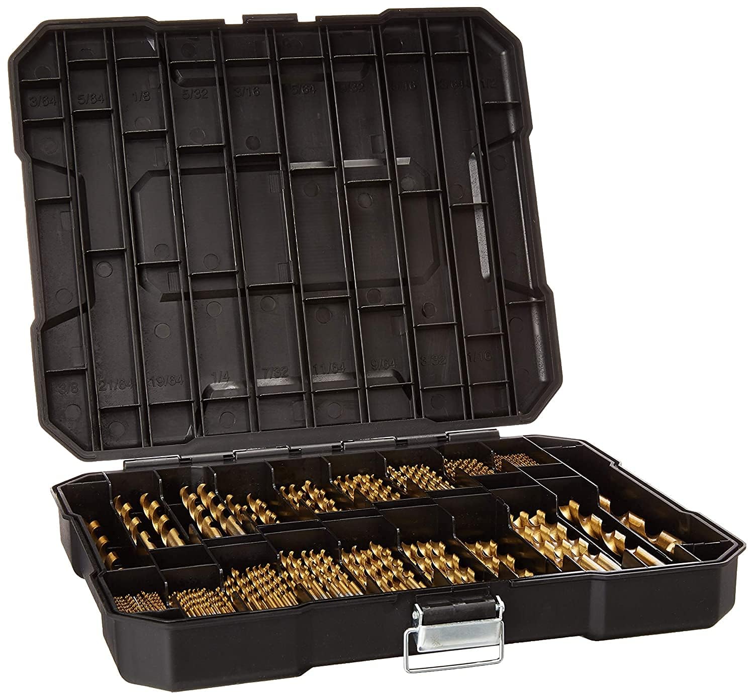 Aoibox  230 Piece Titanium Twist Drill Bit Set 135 Tip High Speed Steel Size from 3 64 in up to 1 2 in Ideal Drilling in