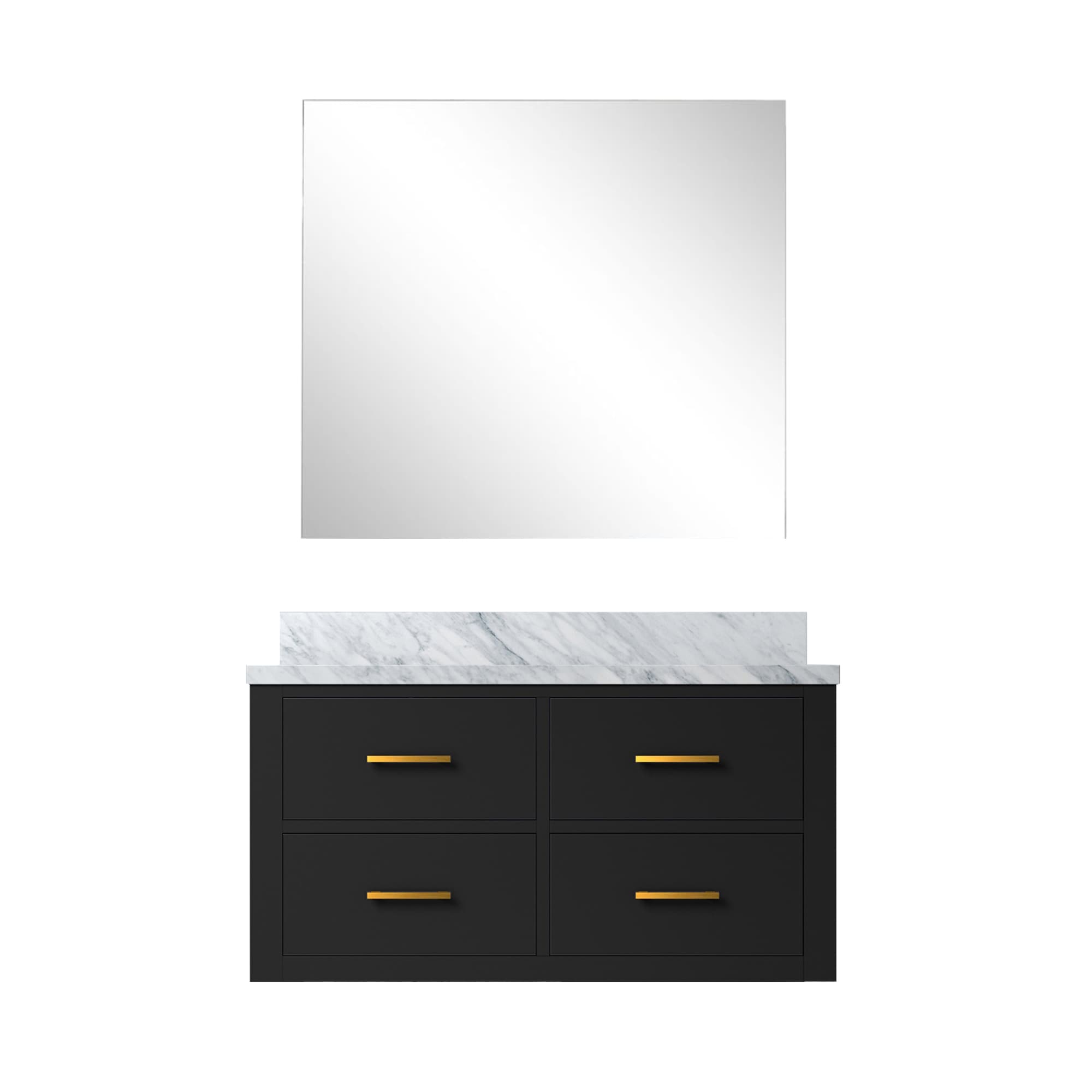 Lexora LVSO36SL110 Southold 36-in Black Undermount Single Sink Floating Bathroom Vanity with White Carrara Marble Top (Mirror Included)