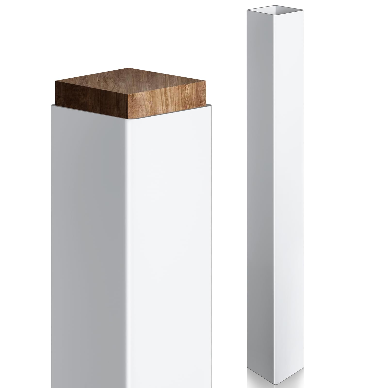 Afoxsos  2 Pack 4 x 4 x 39.4 Inch Vinyl Post Sleeve White Column Wraps for Porch Patio Decks and Mailbox Weatherproof and Easy to Install