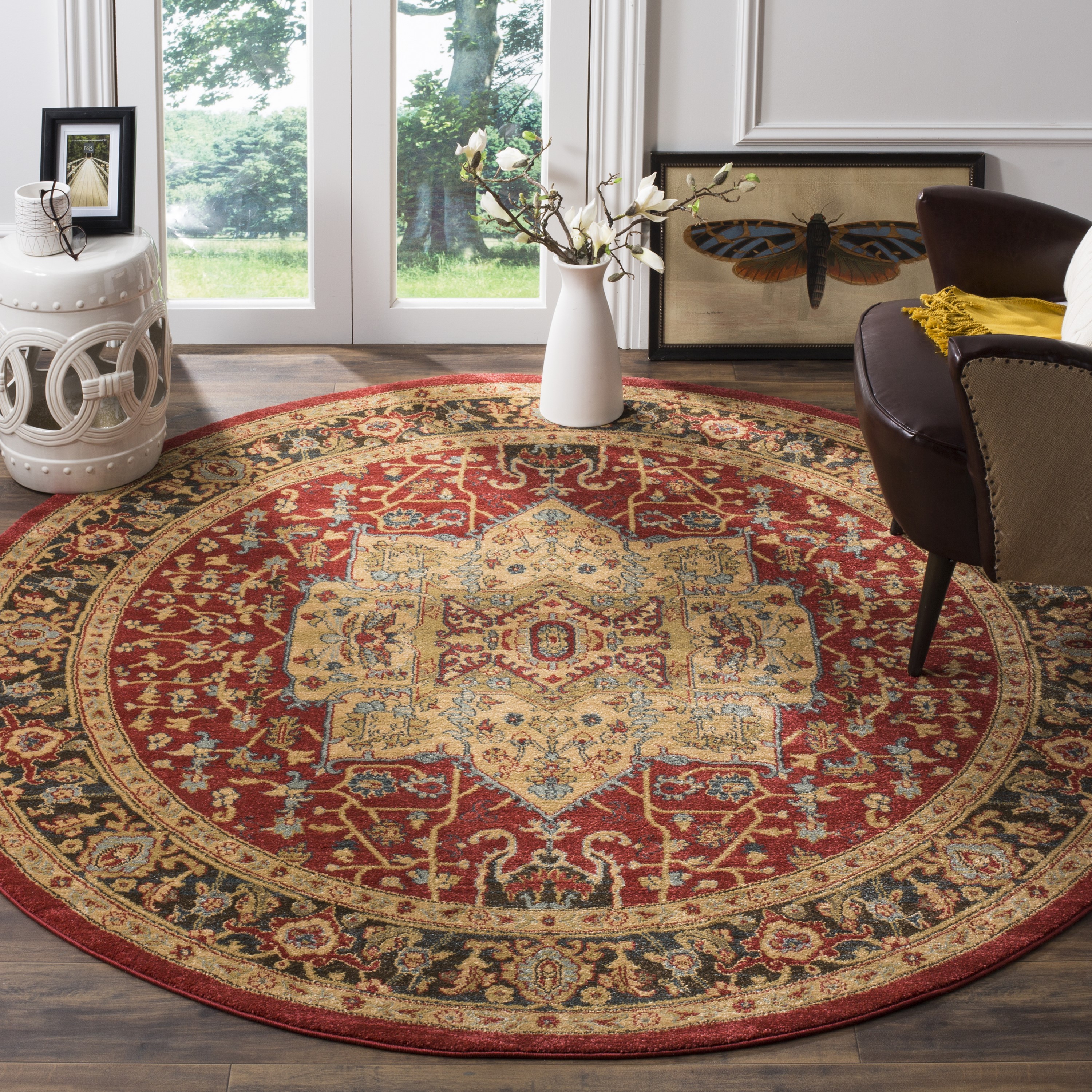 Reversible Blue Synthetic Rectangular Washable Rug