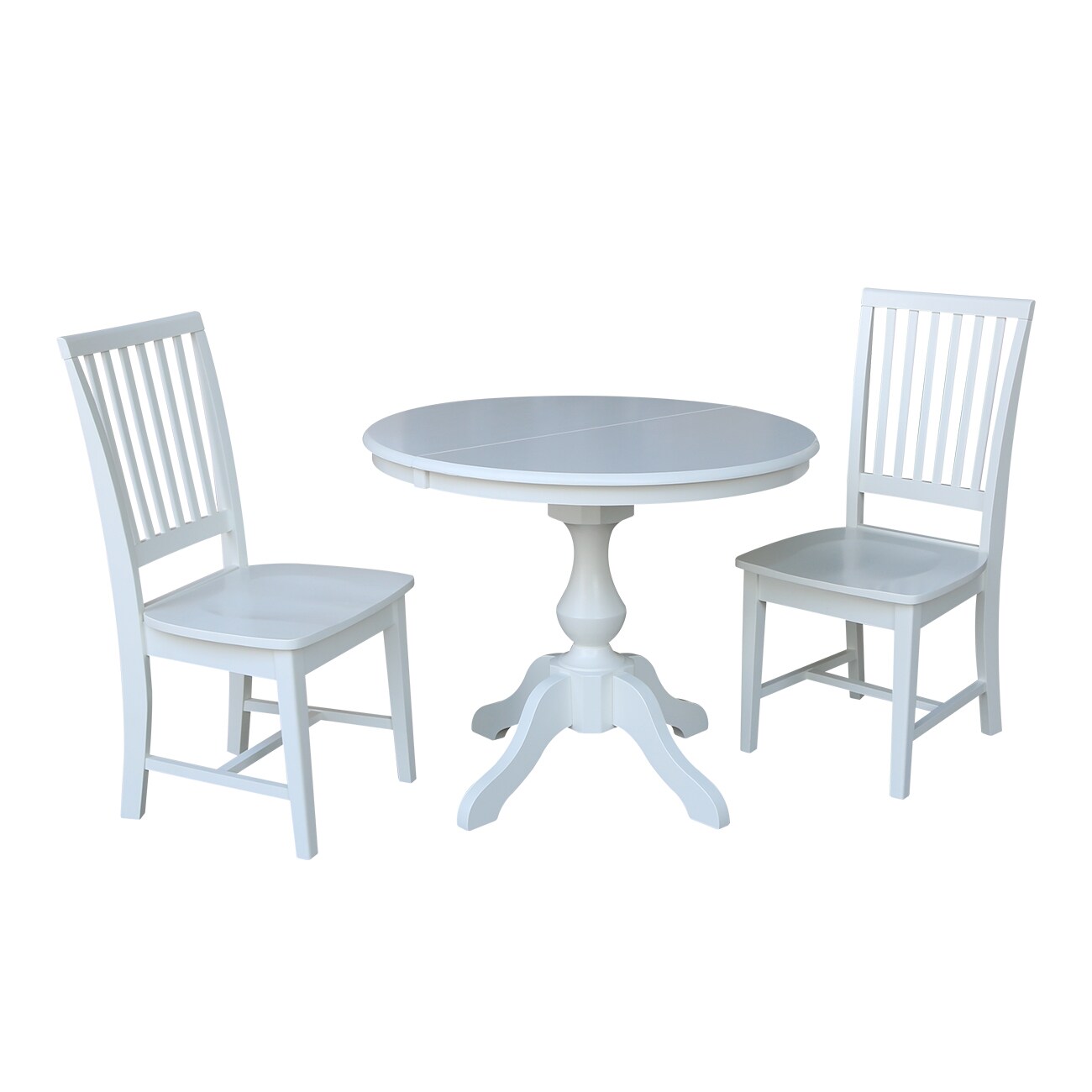 International Concepts K08-36RXT-11B-C265-2 White Traditional Dining Room Set with Round Table (Seats 2)