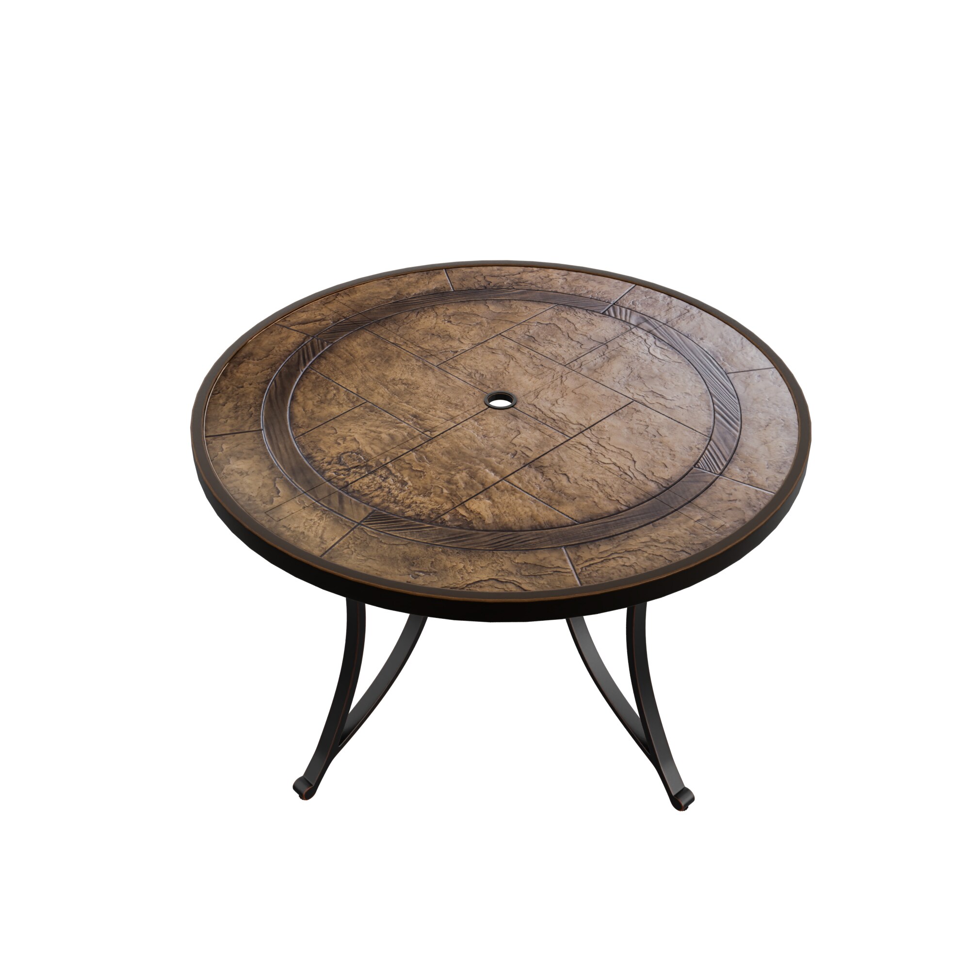CASAINC CA-ORABQ112 Patio Table Round Outdoor Dining 48-in W x 48-in L with Umbrella Hole