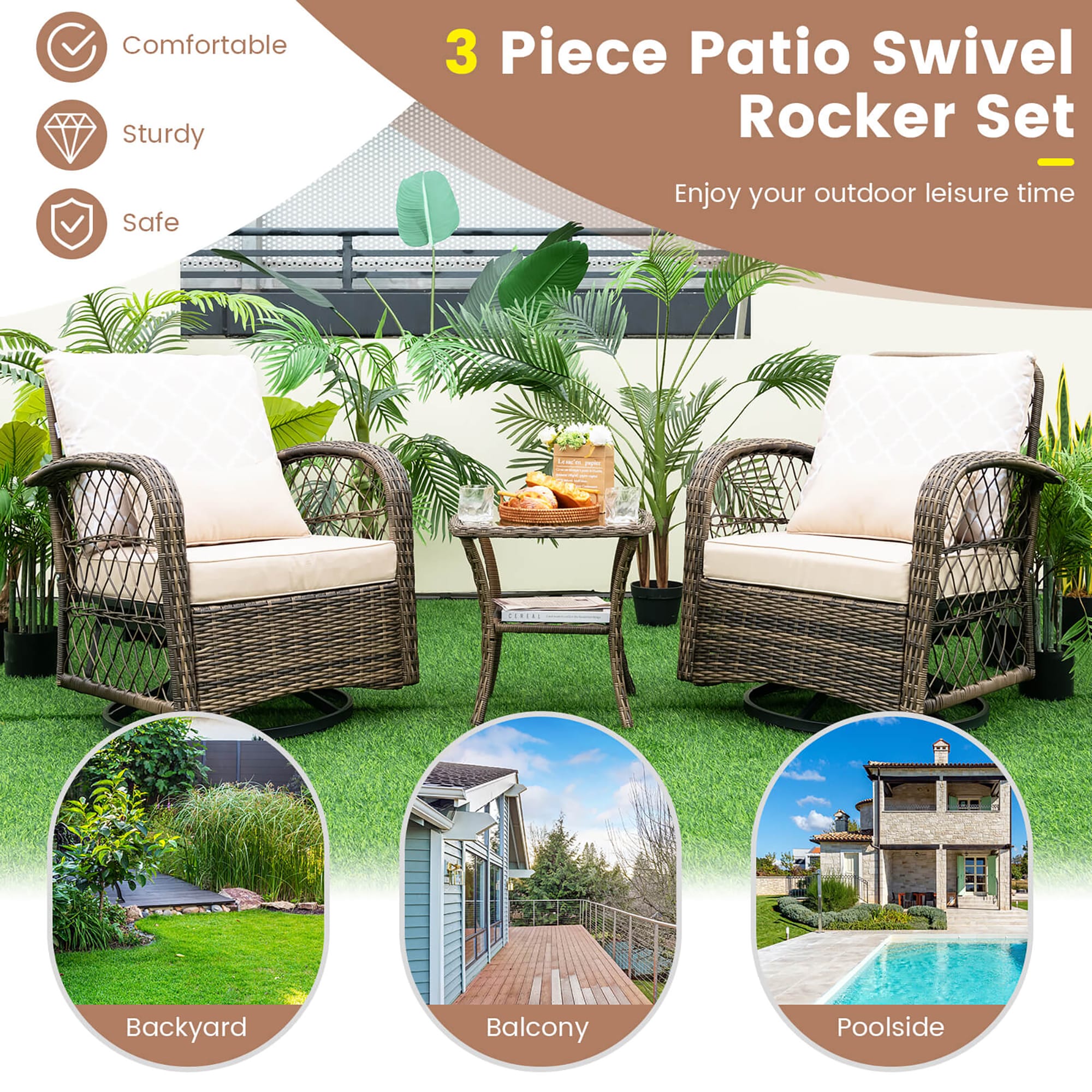 Forclover ALLS-28RD Patio-Conversation-Sets - View #3