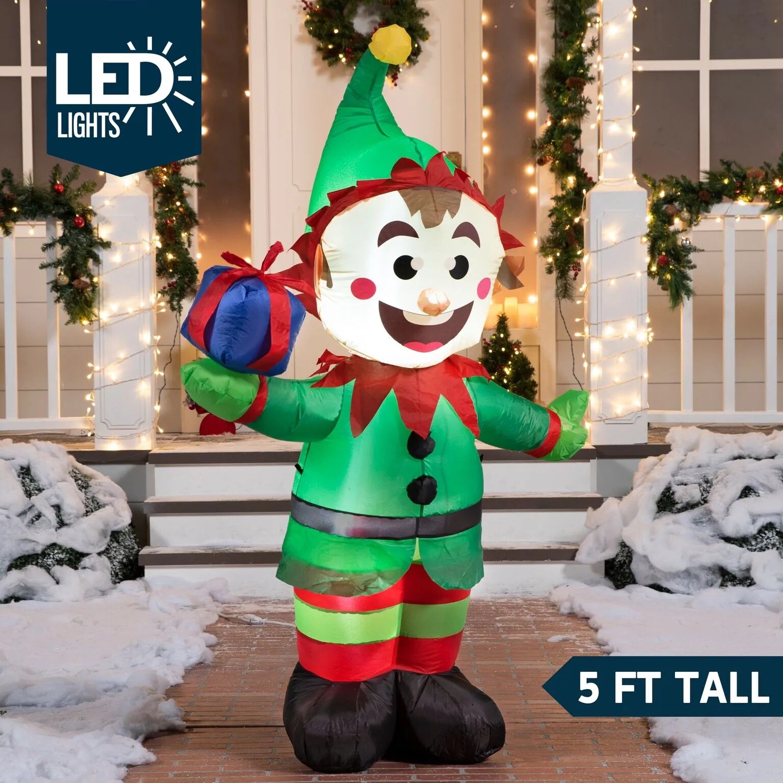 Joyfy 30029 5-Feet Lighted Elf Christmas Inflatable