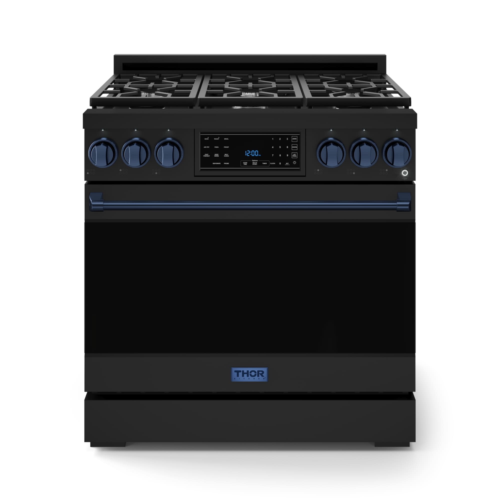 Thor Kitchen RSG36BLP-BLU Gordon Ramsay 36-in 6 burners 6-cu ft Air Fry Convection Oven Freestanding Liquid Propane Gas Range ( Matte Black )