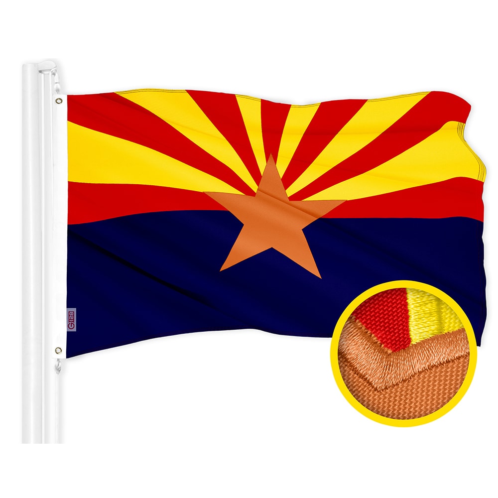 G128 2-ft W x 3-ft H Arizona State Embroidered Flag