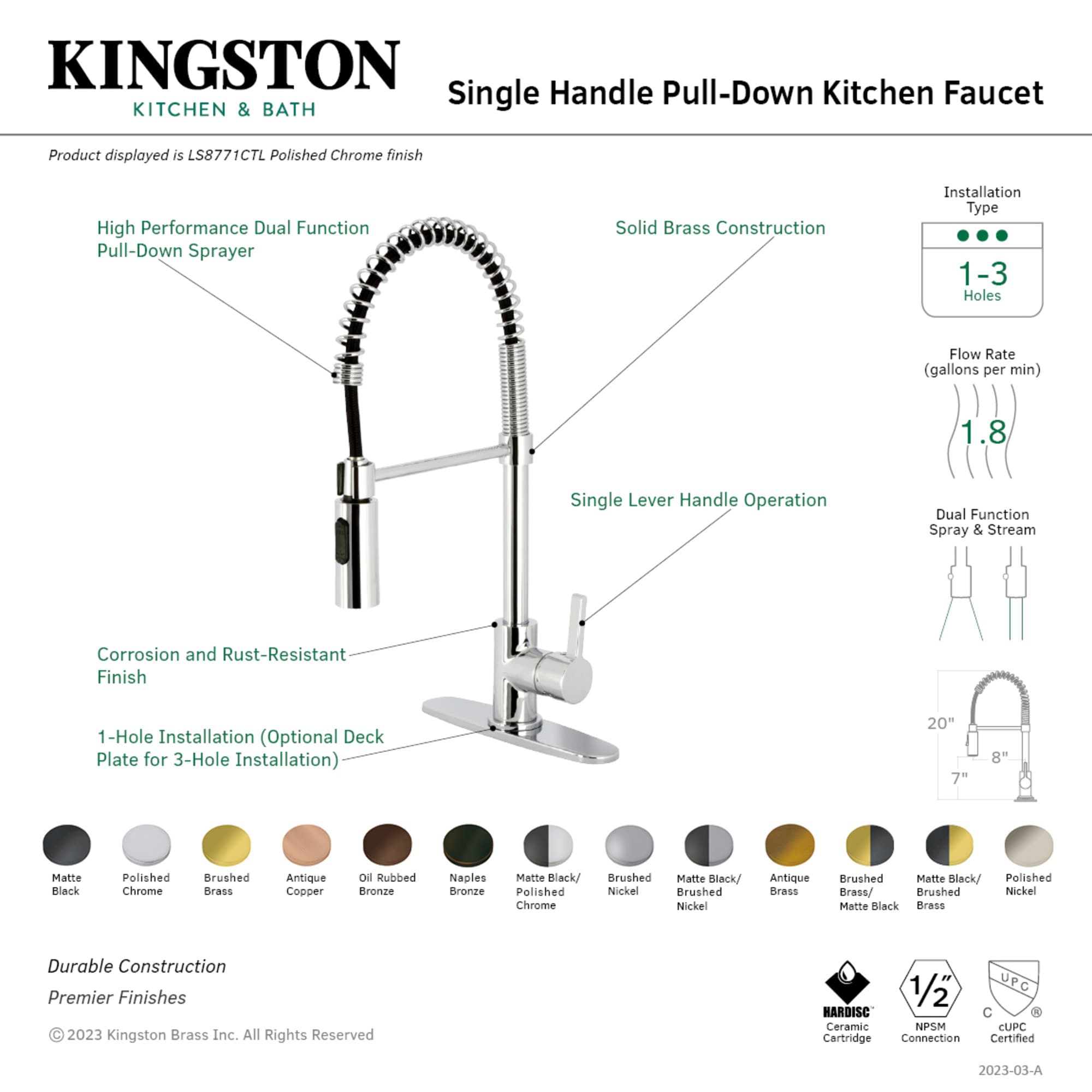 Kingston Brass WLLS877CTLMBBB Kitchen-Faucets - View #3