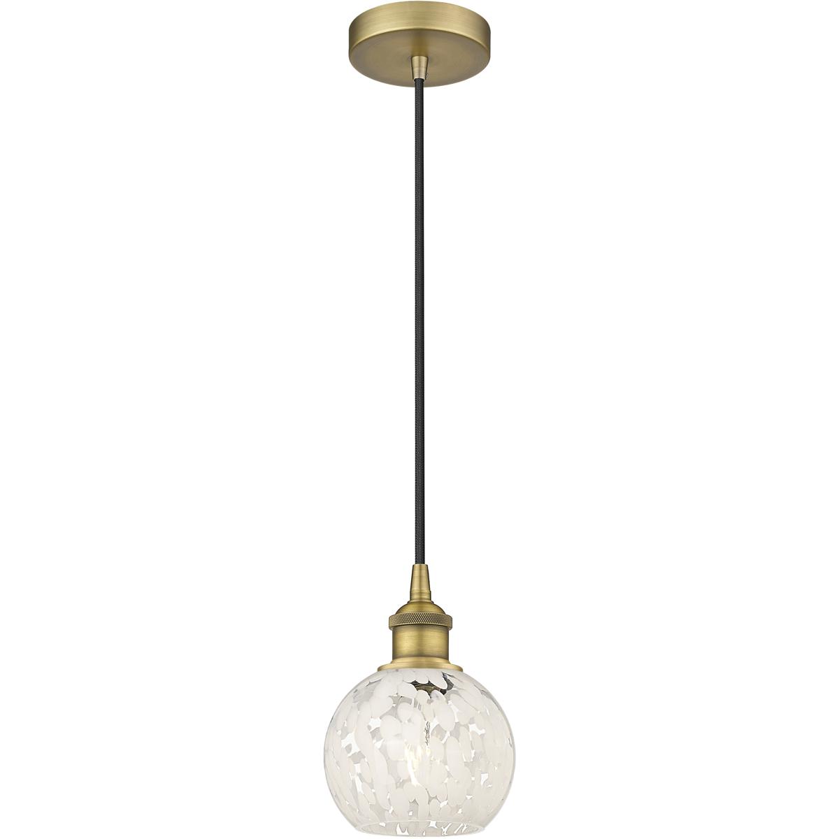 Innovations Lighting - 616-1P-BB-G1216-6WM Edison White Mouchette Mini Pendant Brushed Brass