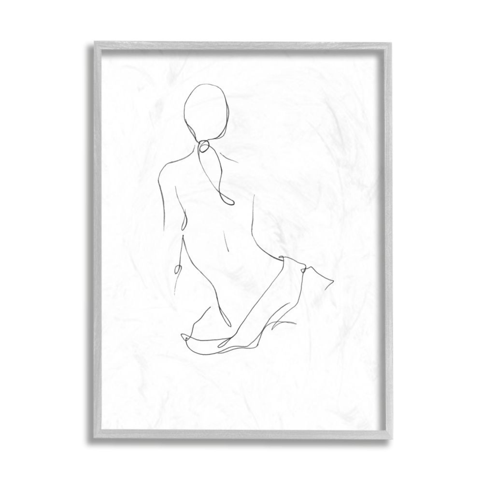 Stupell Industries AB-978-GFF-11X14 Female Figure Pose Back Linework Minimal Design Ethan Harper Framed 14-in H x 11-in W People Print