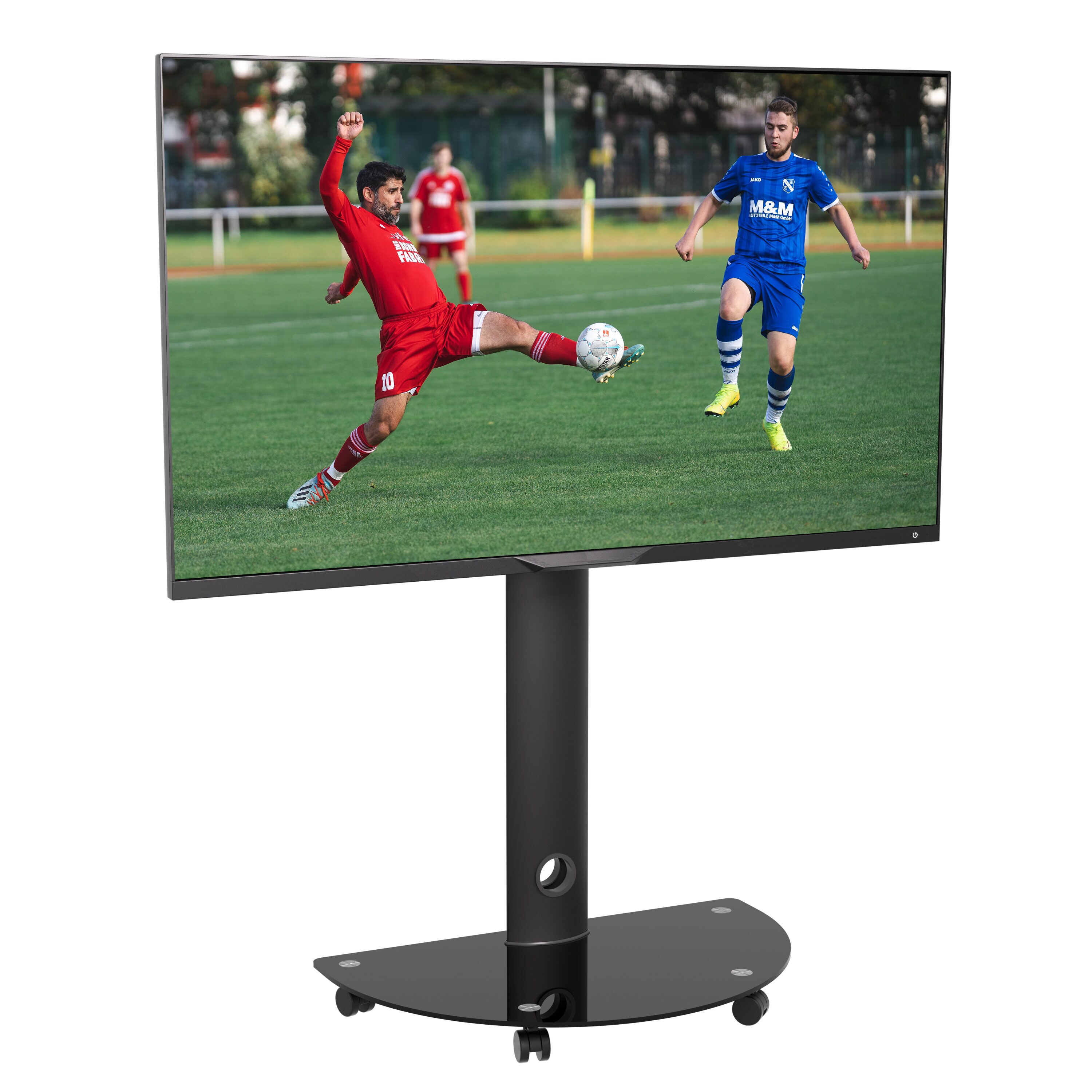 Black Metal Rolling Mobile TV Stand Cart with Swivel Mount