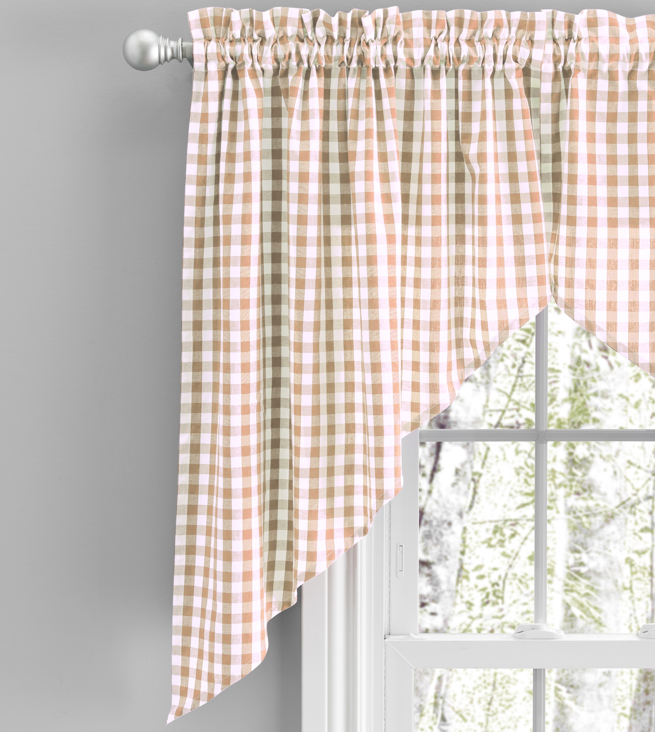 Ricardo Trading 04425-08-036-02 36-Inches Natural Plaid Light filtering Rod pocket Curtain panel pair