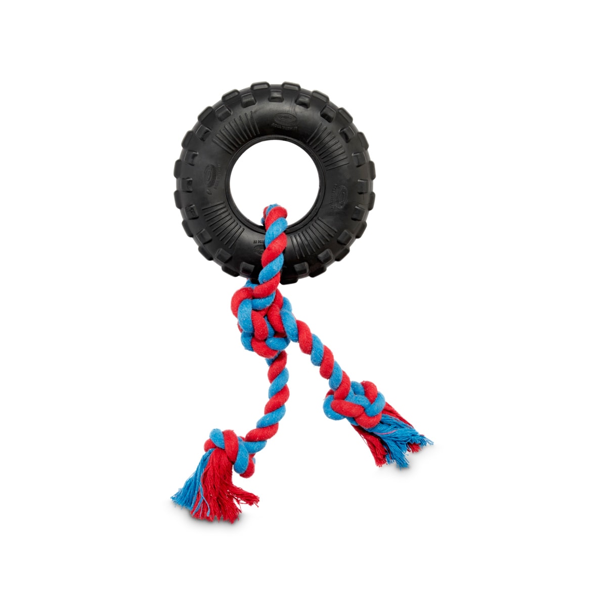 Leaps Bounds Toss and Tug Tire Rope Toy Small Rubber Chew Dog