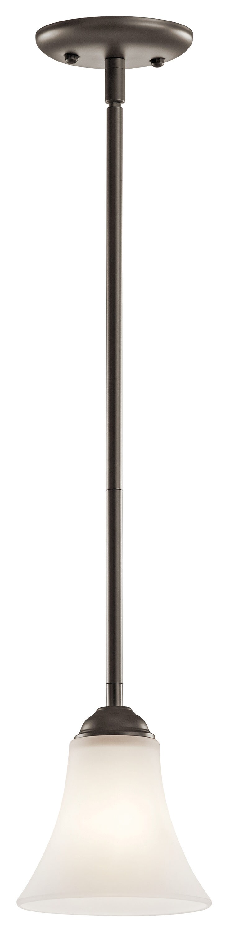 Kichler 43511OZL18 Keiran 1 -Light Olde Bronze Transitional Etched glass Bell Small Hanging Pendant light