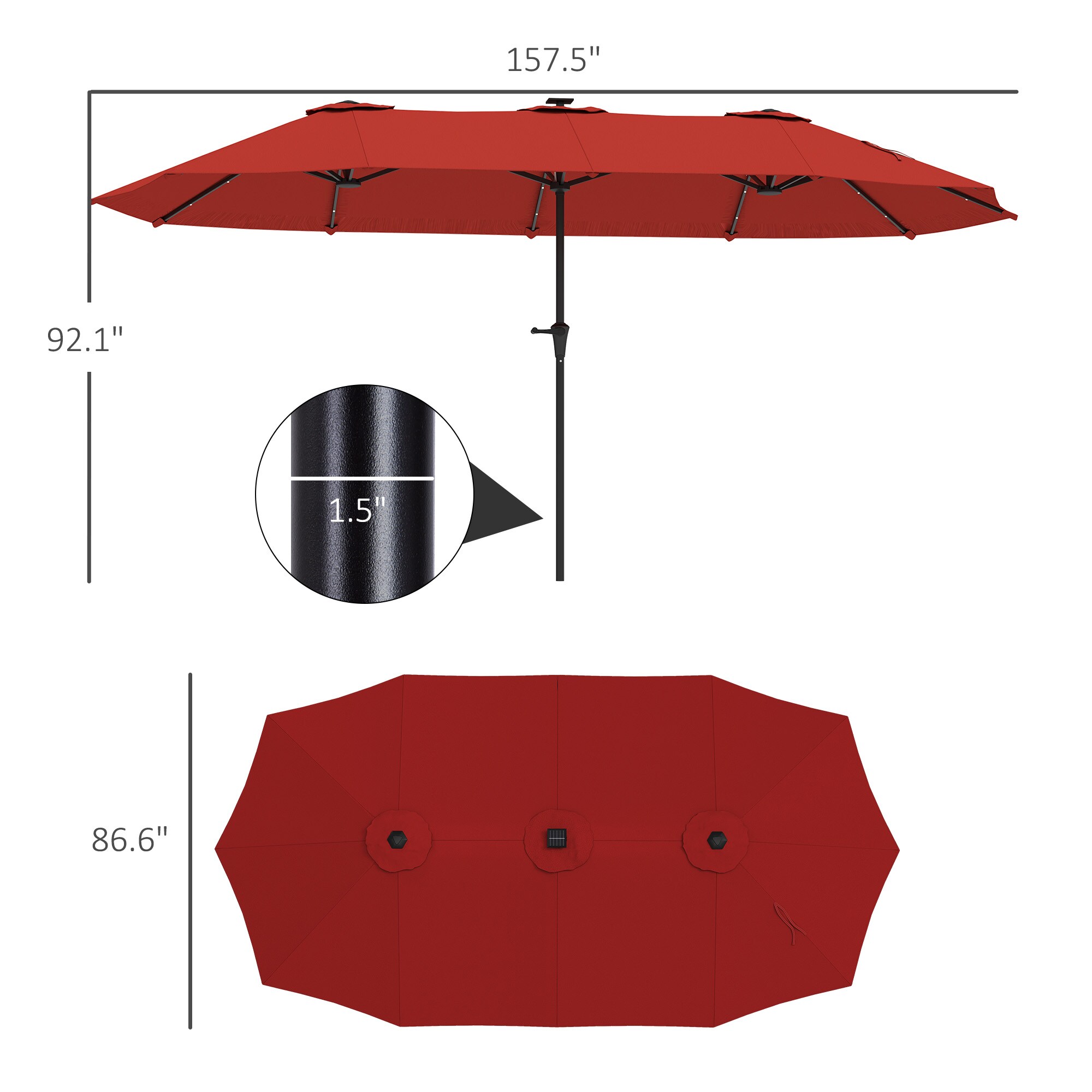 Outsunny 84D-432V00WR Umbrellas-2 - View #3