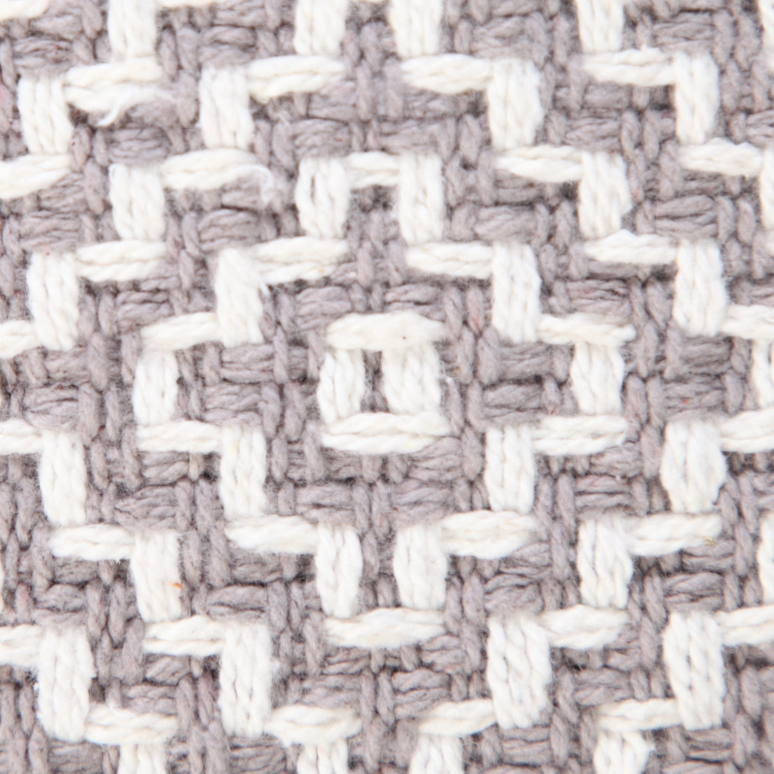 Gray and White Geometric Cotton 20" Square Throw Pillow