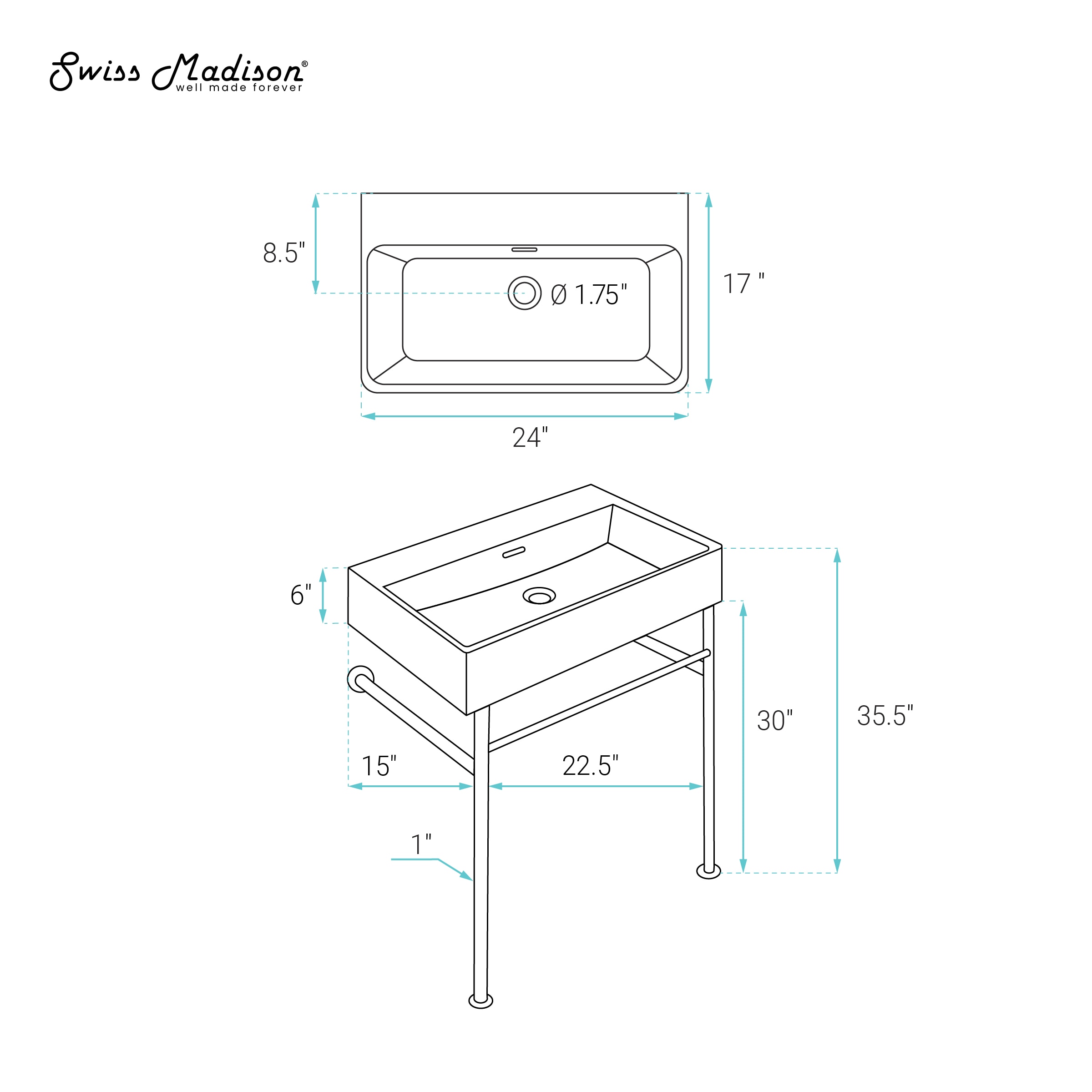 Swiss Madison SM-25-CSREI01MB-0 Console-Sinks - View #6