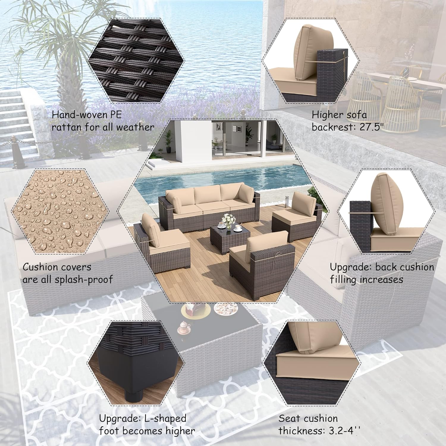 ALAULM LS-7PCS+PH-SAND Patio-Conversation-Sets - View #2