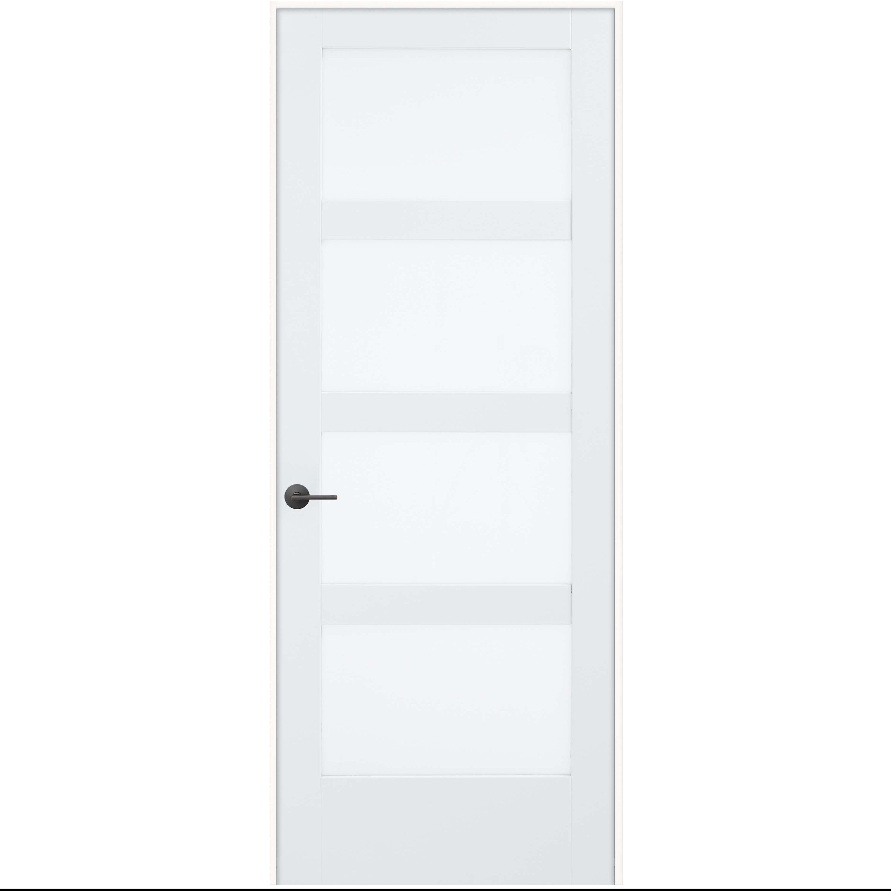 JELD-WEN LOWOLJW240000113 32-in x 80-in Primed Solid core Frosted glass Right hand Smooth Primed MDF Flat Jamb Single Prehung Interior Door