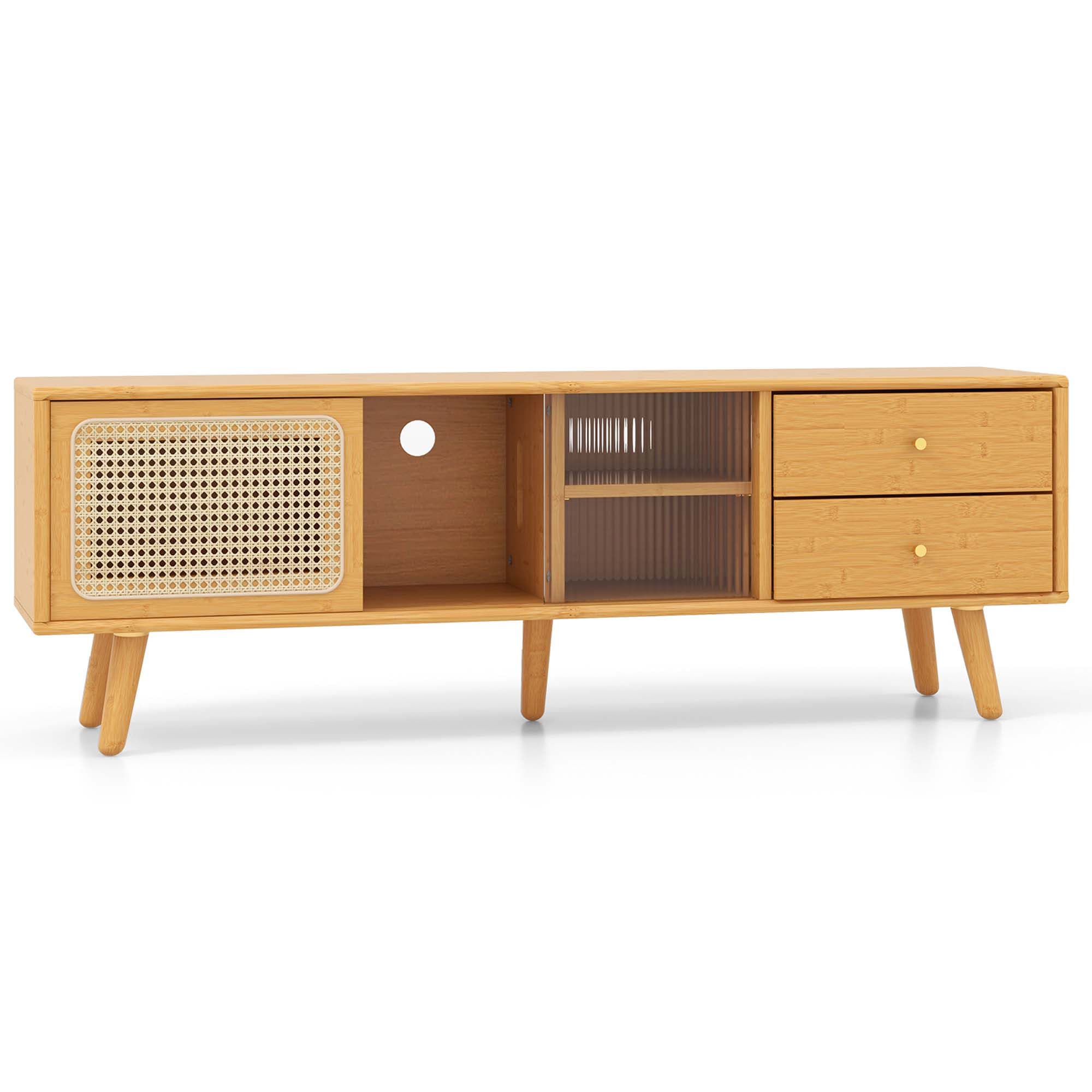 Costway SXL00163 Modern/Contemporary Natural TV stand Integrated TV Mount ( Accommodates TVs up to 65-in )