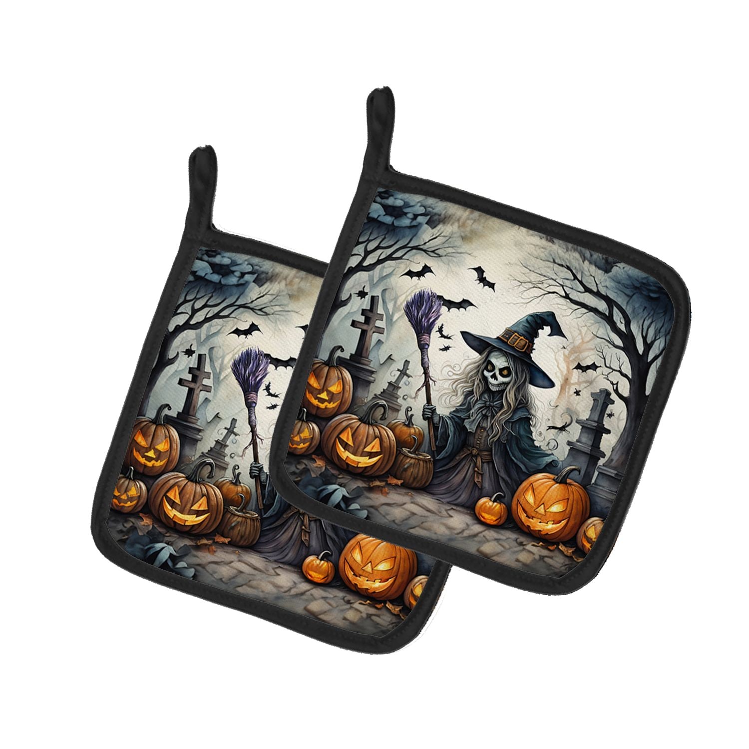 ROSMENA Halloween Pair of Pot Holders 7.5x7.5 Inch Heat Resistant Kitchen Decor