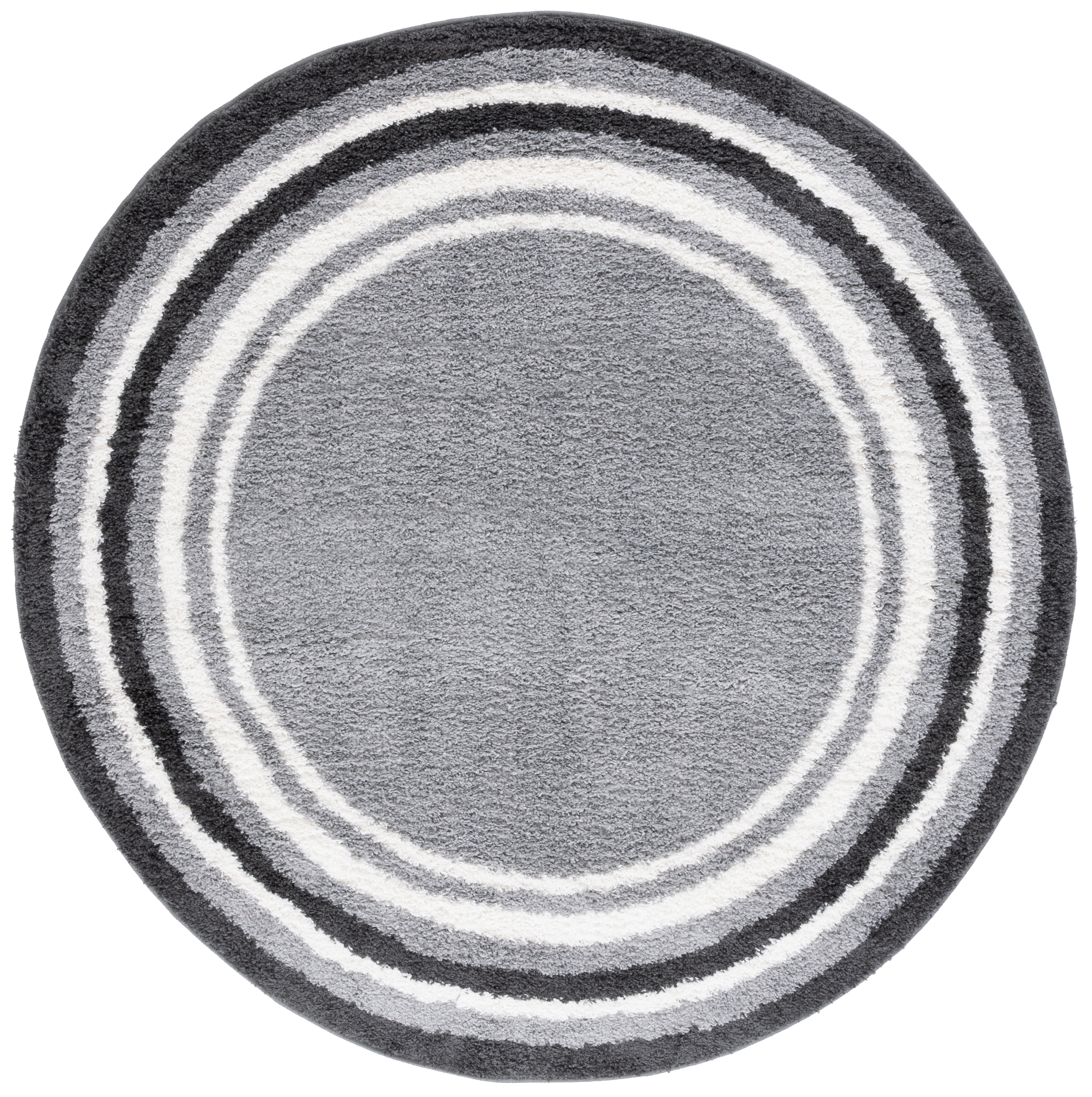 Safavieh BSP251H-7R 7 x 7 (ft) Loomed Polyester/Polypropylene Gray/Black Round Indoor Border Mid-Century Modern Area rug